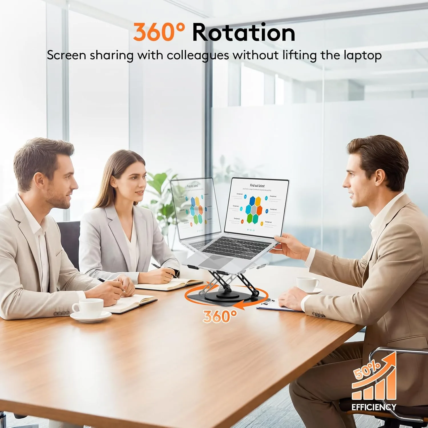 TECKNET Laptop Stand for Desk, 360° Rotating Laptop Stand for 10-17" Laptop