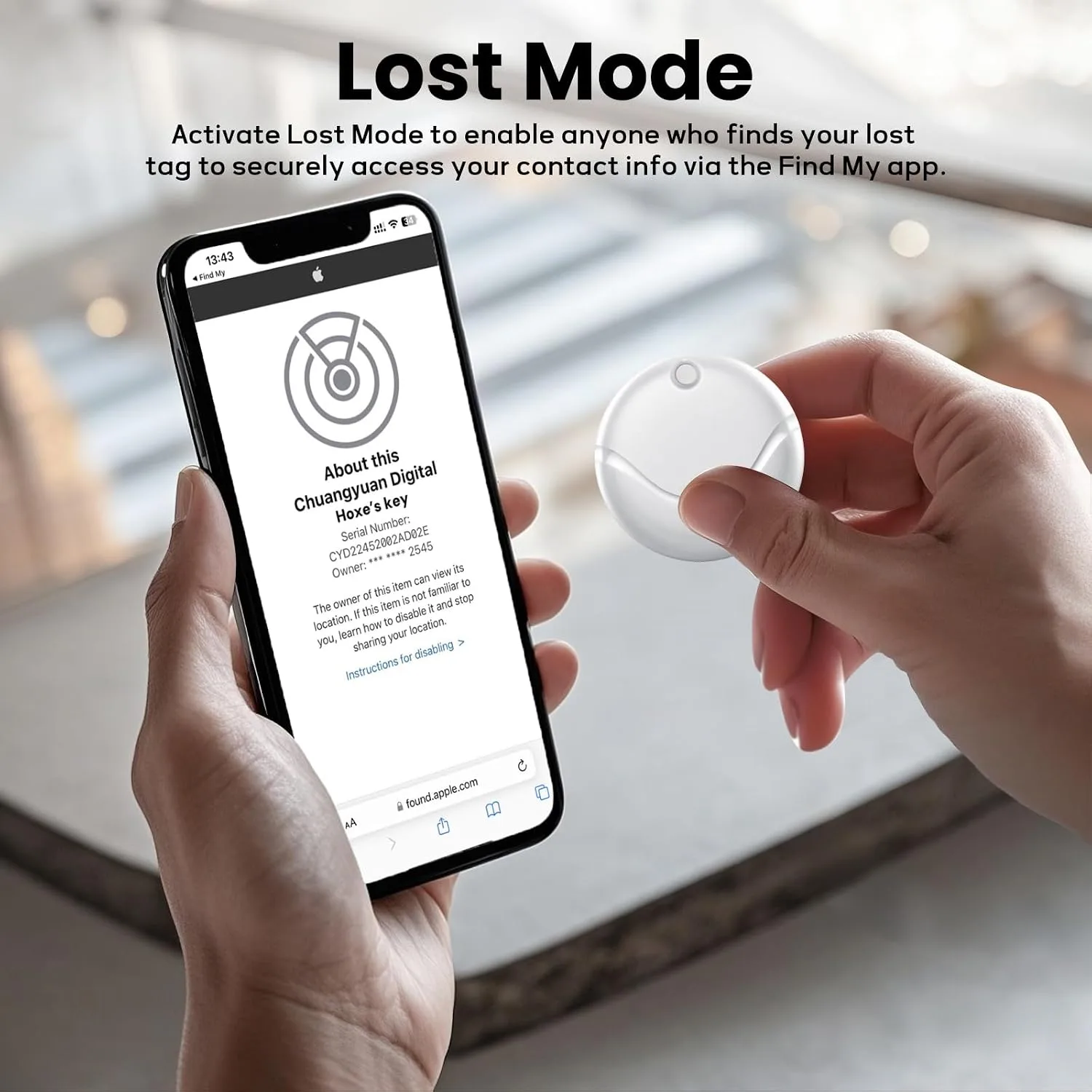 Hoxe Dual System Air Tracker Tags for iOS & Android, Key Finder Locator (White/4Pack, 4 Pack)