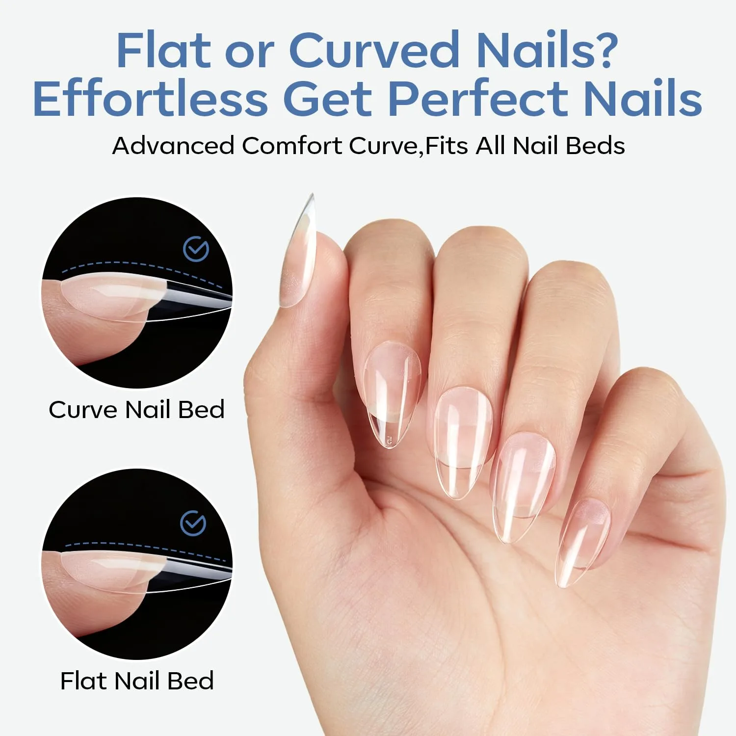 Modelones Short Almond Nail Tips 360pcs Clear Pre-etched Fake Press On Nail