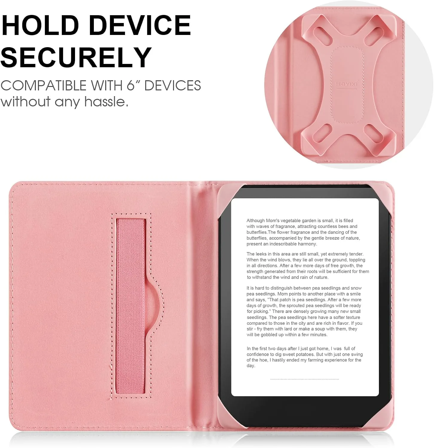 HoYiXi Universal Case for 6 inch Kindle eReader Compatible with Paperwhite(2015/2018)/Pocketbook and Tolino/Kobo Clara HD,6" eReader Protective Case Cover Elastic Rope,Flowers 2