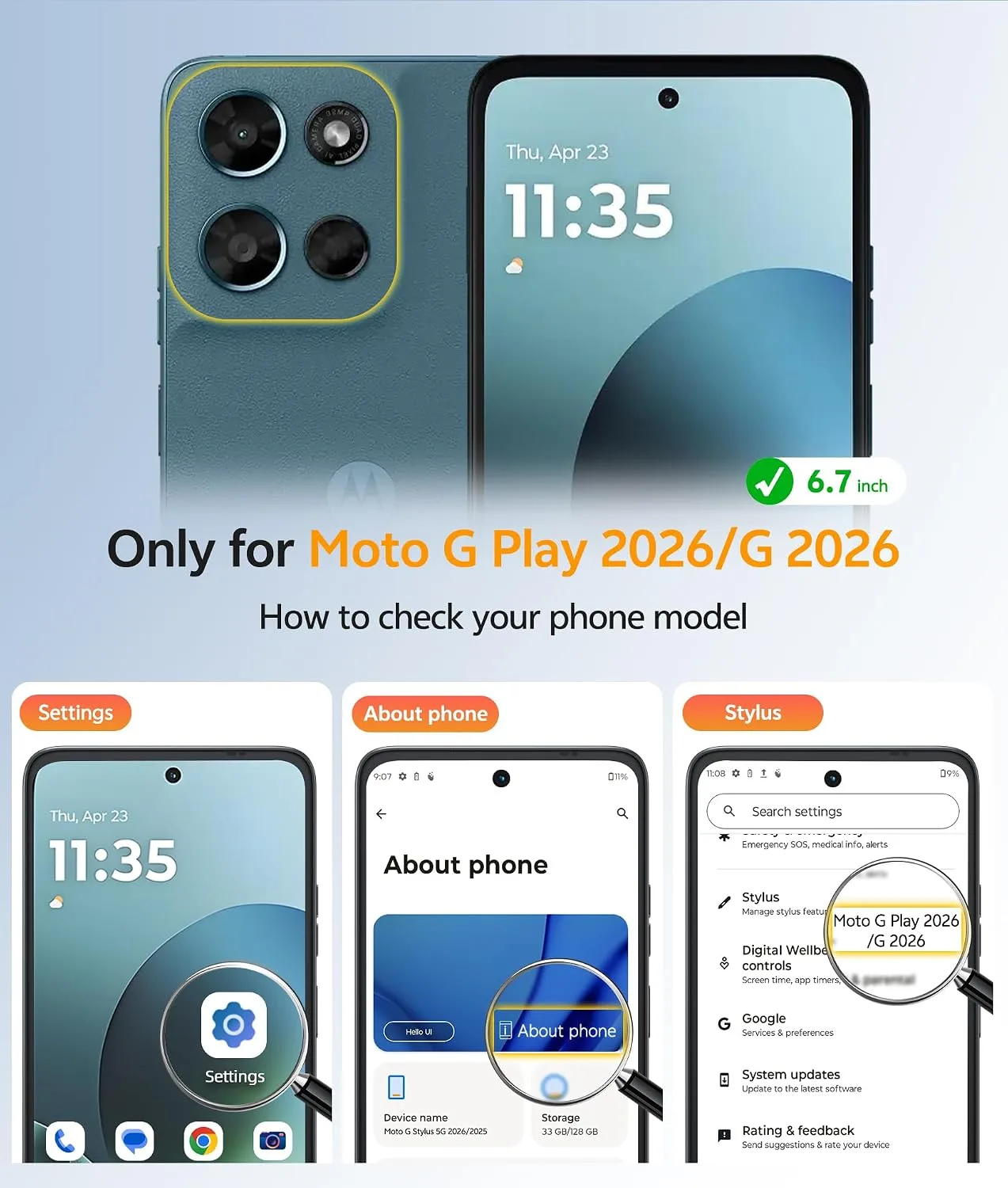 FNTCASE for Moto G Play 2026 / G 2026 / G 2025 Phone Case, Screen Protector