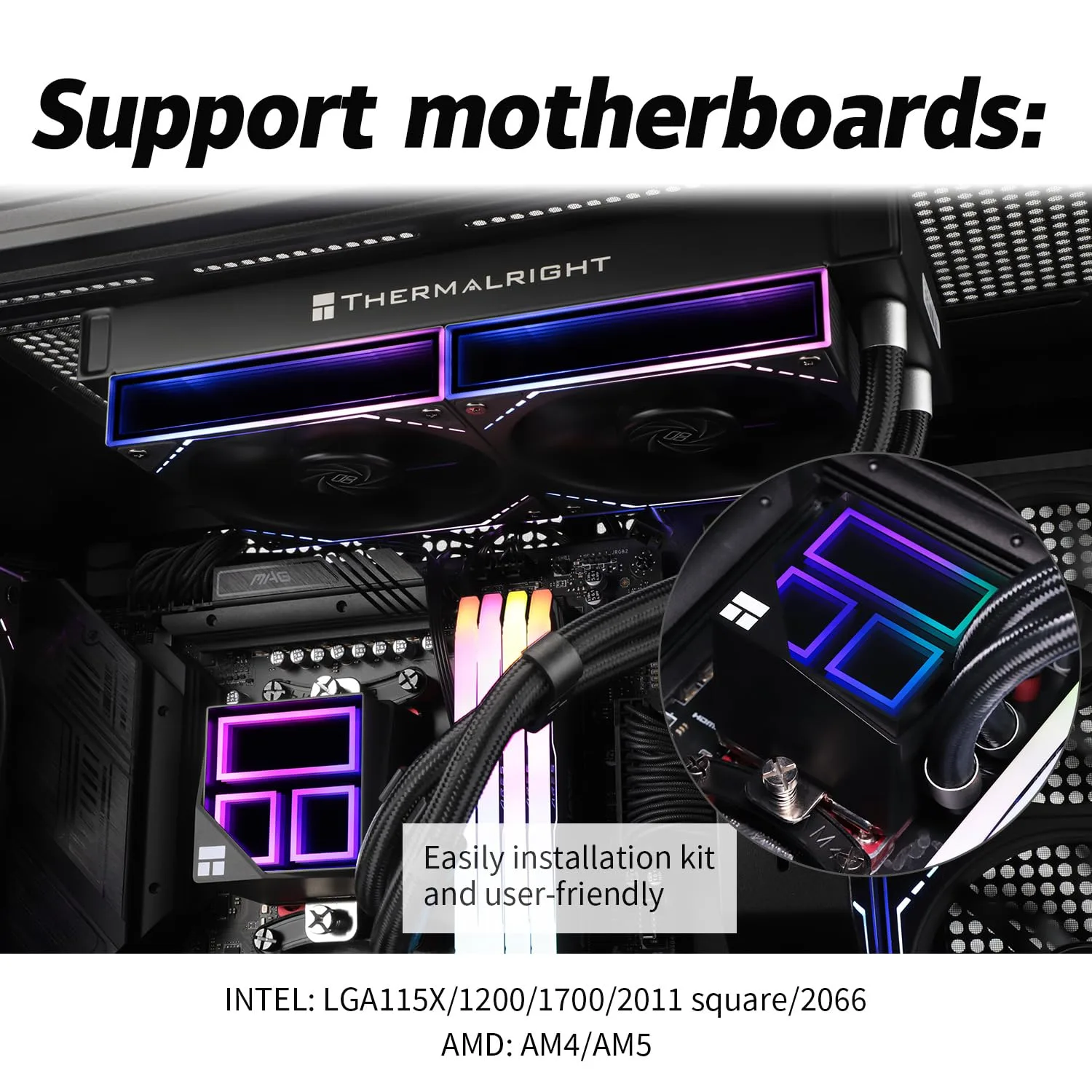 Thermalrlght Frozen Infinity 240 Black CPU Aio Cooler,TL-M12*2 PWM Fans,Computer CPU Water Cooler,ARGB Infinity Mirror,240 CPU Liquid Cooling:LGA1851/1700/1150/1151/1200/,PC Water Cooling