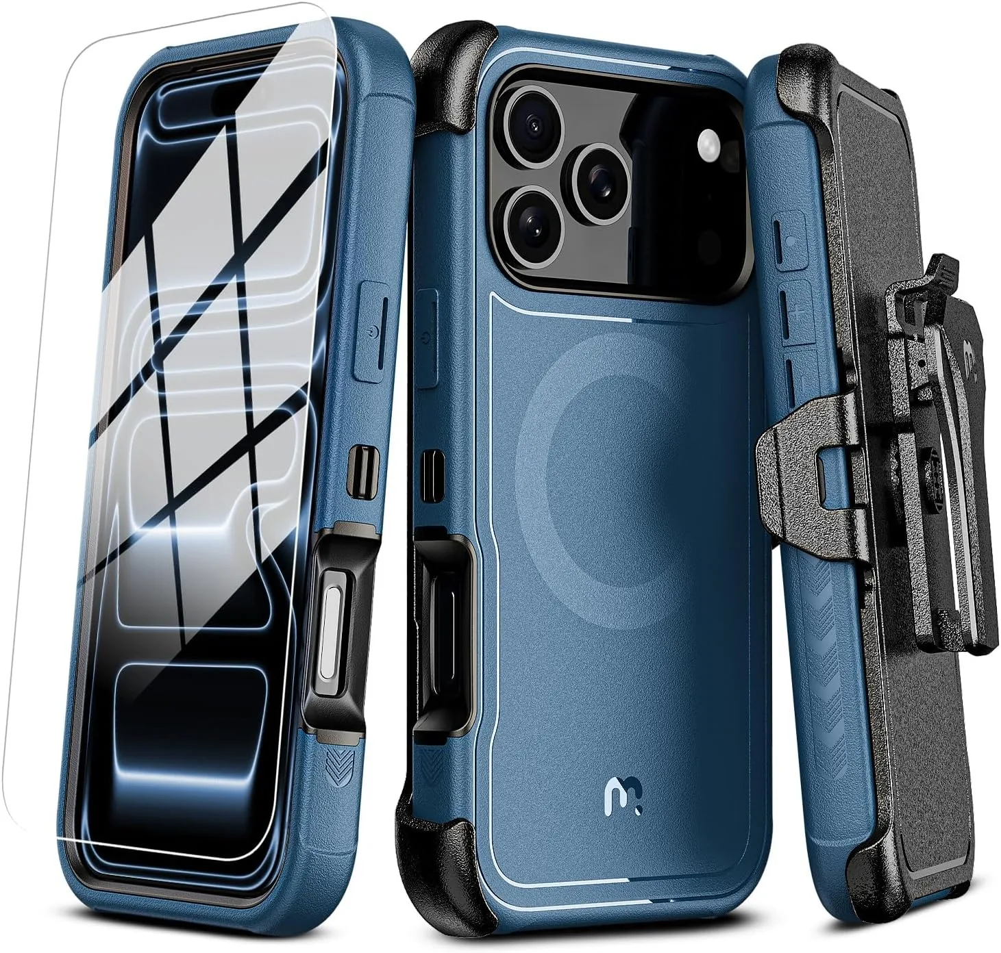 M MYBAT PRO Maverick Series Case for iPhone 17 Pro Max w Belt Clip Holster Blue