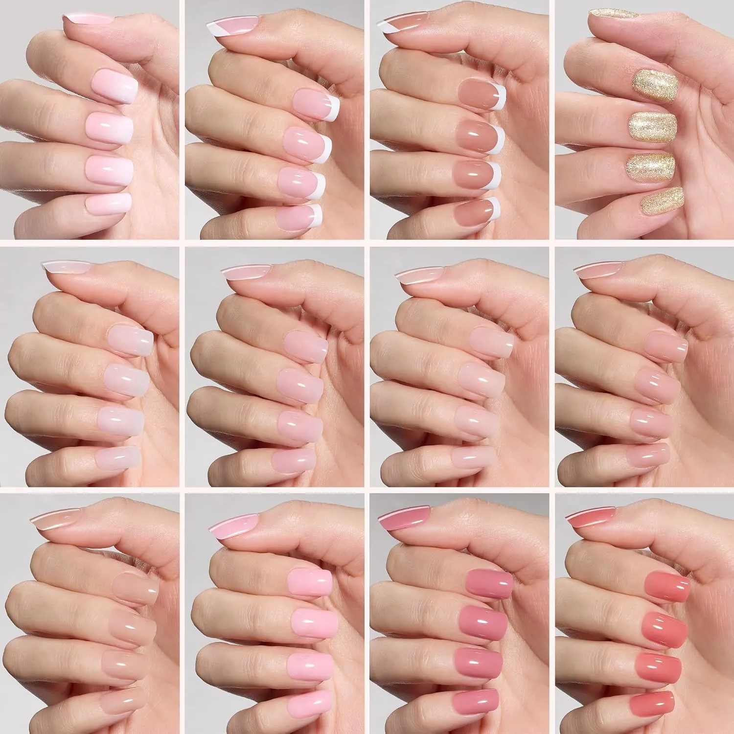 Beetles Press On Nails Kit - Caramel Drift, 360Pcs 12 Colors Short Square