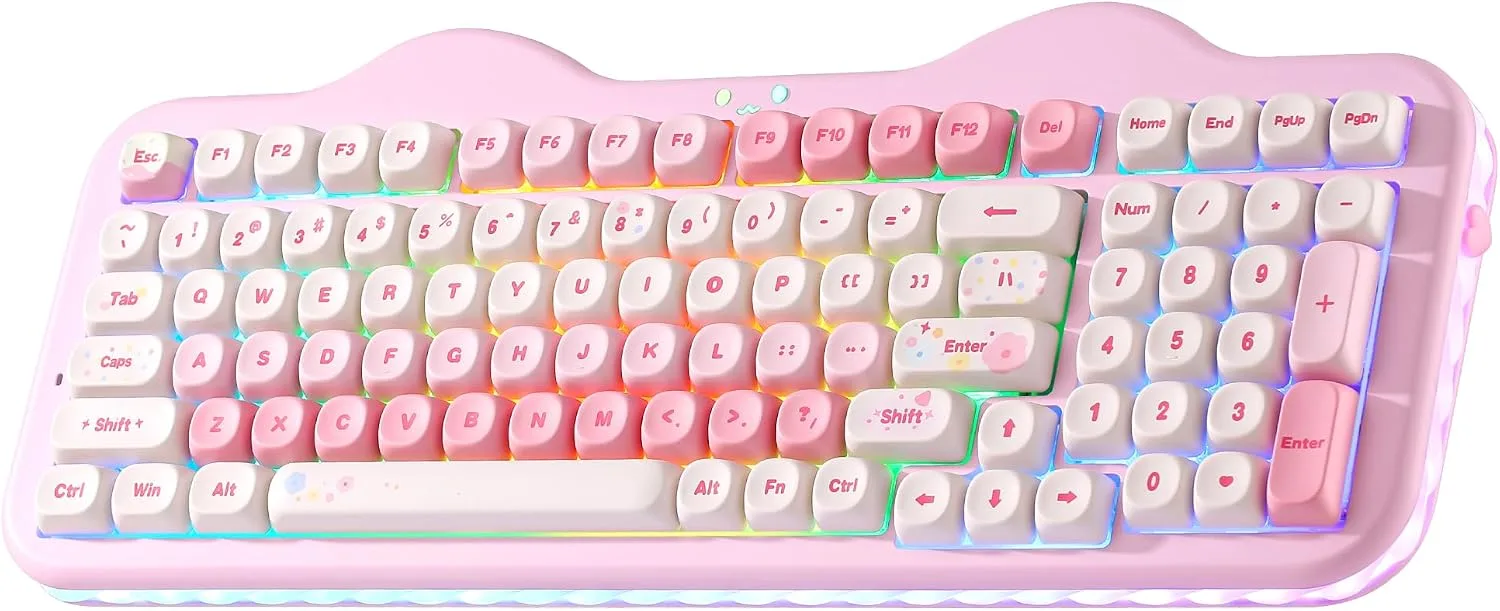 YUNZII C98 Cute Cake Wireless Mechanical Keyboard(Pink, Candy Switch)