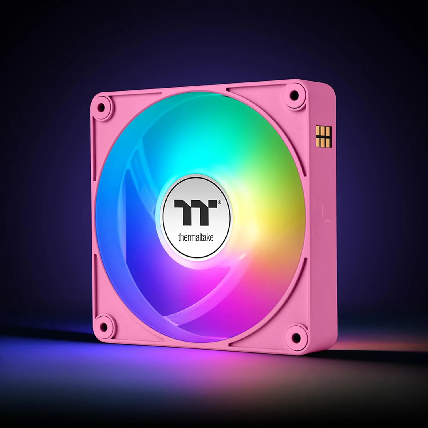 Thermaltake CT120 EX ARGB Sync PC Cooling Fan 3 Pack, PWM 500~2000 RPM, 5V Motherboard Sync, 16.8 Million Colors 9 LEDs, MagForce 2.0 Connectors, Hydraulic Bearing, Bubble Pink, CL-F219-PL12PK-A