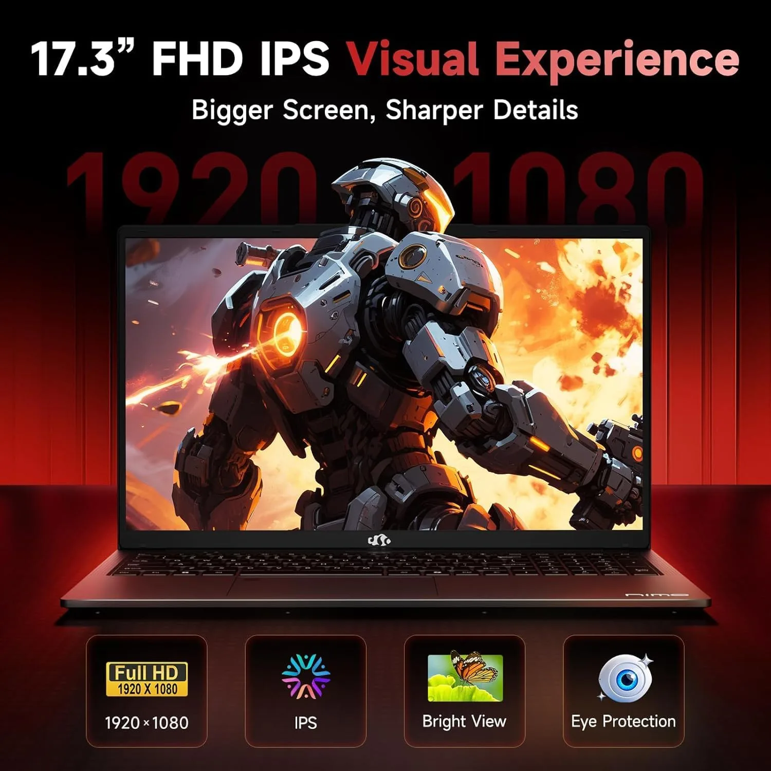 NIMO 17.3" FHD AI Creator Laptop, 6-Core AMD Ryzen 5 32GB 5600MHz 1TB SSD