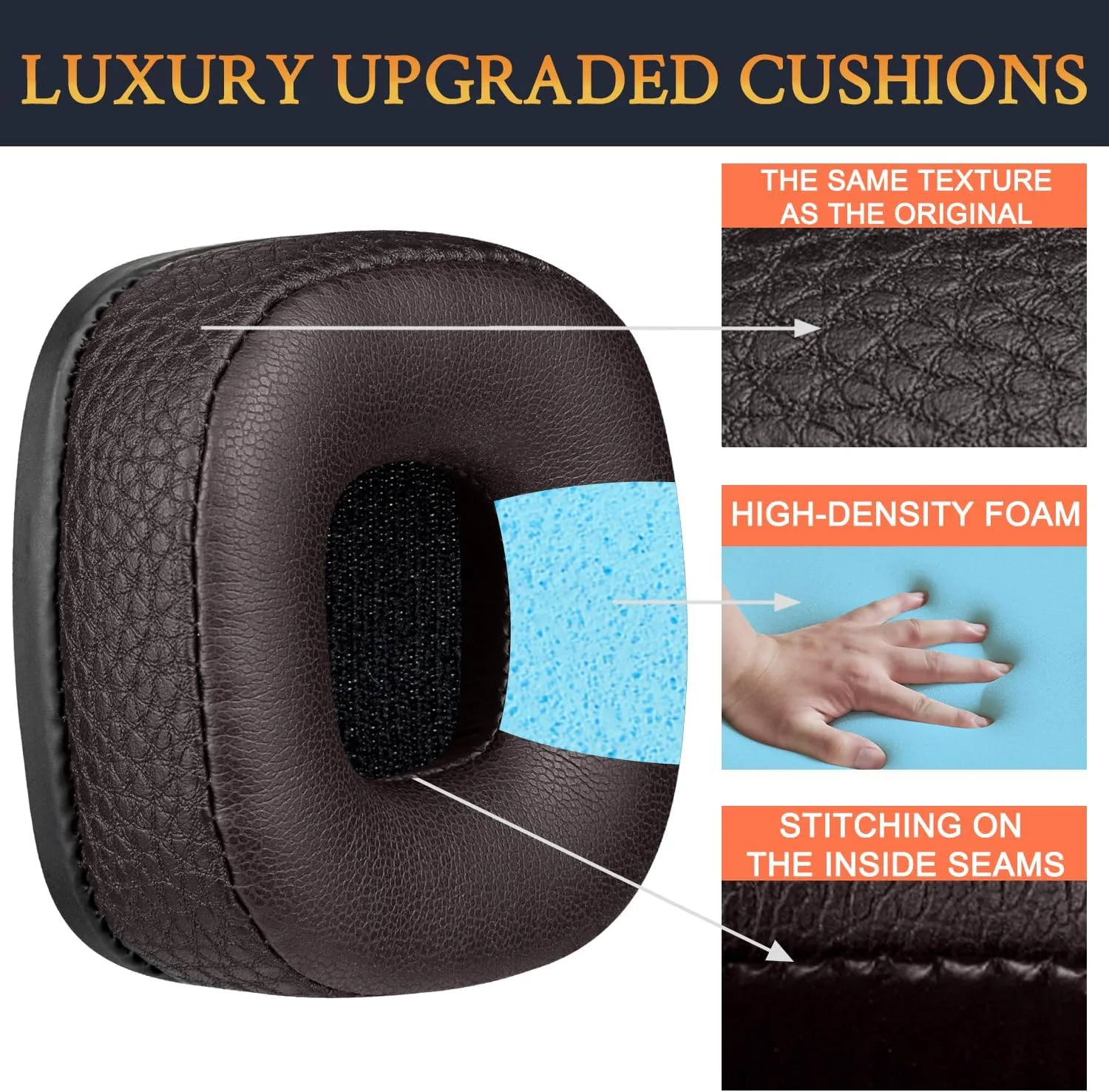 SOULWIT Replacement Ear Pads Cushions for Marshall Major I/II/III/IV Wireless/Wired Headphones, for Marshall Major 1/2/3/4 Headset, Earpads with Soft Protein Leather - Dark Coffee