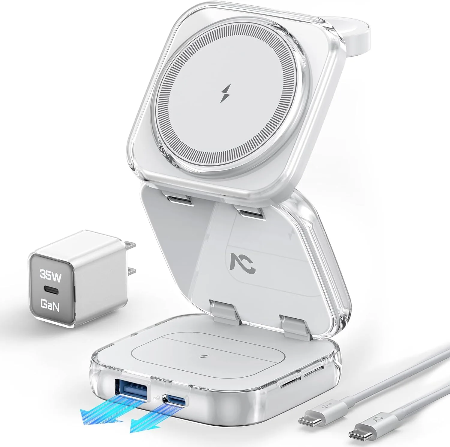 AC ISLAND 5-in-1 Wireless Charger for MagSafe，35W Travel Charging Station