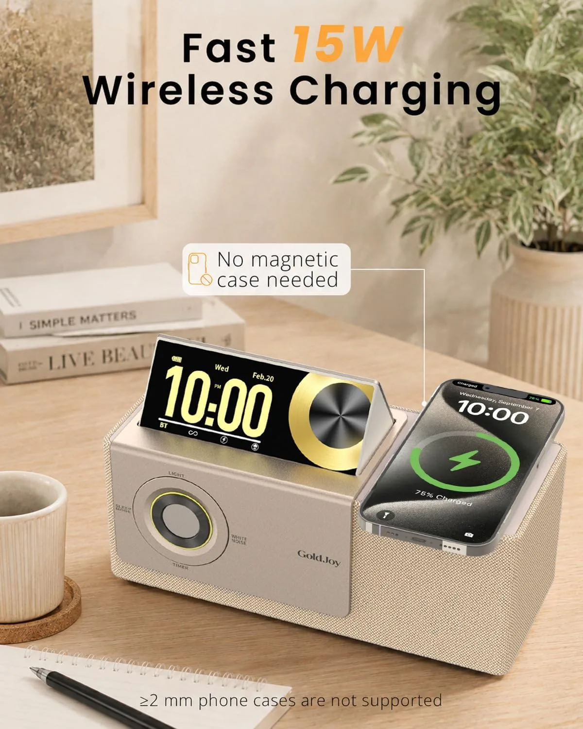 GoldJoy Bluetooth Speaker Wireless, Charging Station for Home Sleep Gift