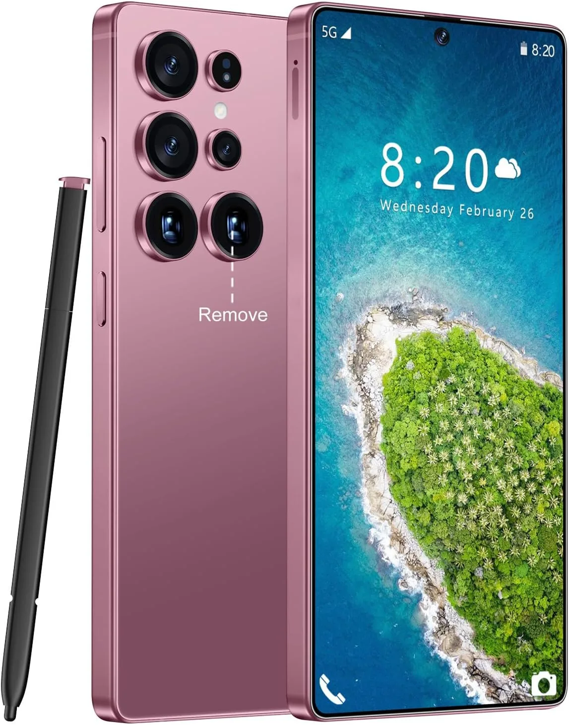 Huness S25 Ultra Unlocked Phone,Built in Pen The Phone,Cell Phone Battery 7000mAh 6.99" HD Screen,Android 14 16+512GB Smartphone,Dual SIM/5G/Face ID/Fingerprint Lock/GPS (Rose Gold, 16+512)
