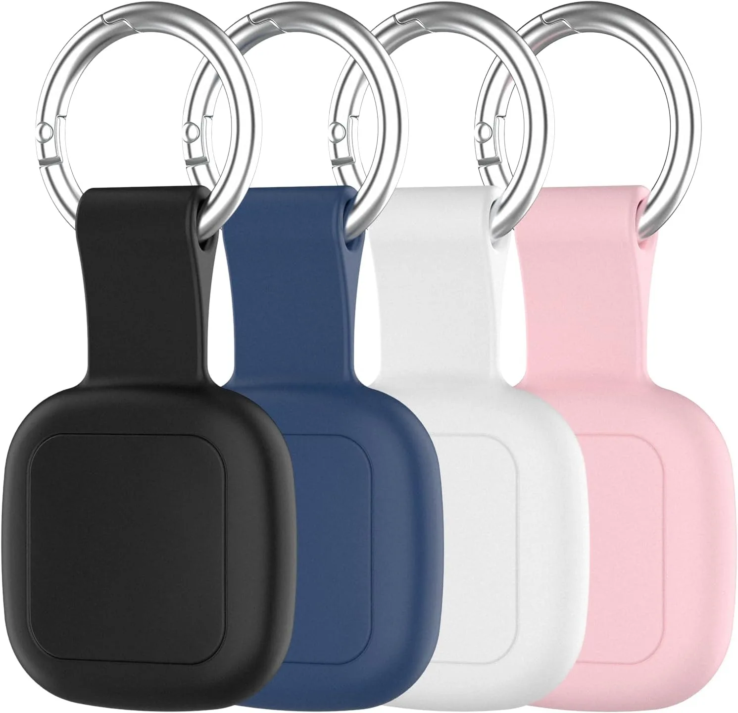 DDJ DDJ 4-Pack Waterproof Silicone Cases for UGREEN Tracker Tags (iOS Only), Smart Finder Covers with Key Rings, Shockproof and Scratch-Resistant for Keys, Bags and Pet Collars, Black/Navy/White/Pink
