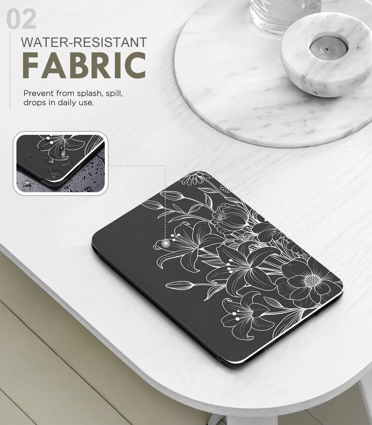 MoKo Case Fits 6" Kindle Basic 11th Generation 2024/2022, Line Flower
