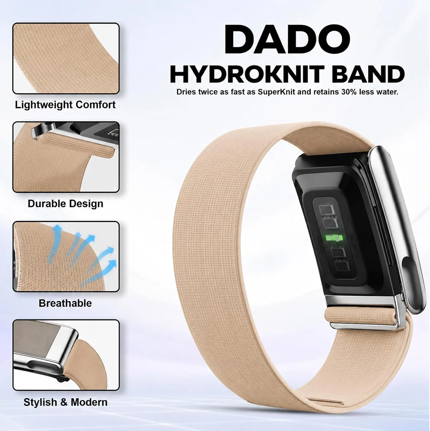 DADO HydroKnit Waterproof Nylon Sport Band Compatible with WHOOP 5.0, One, Peak, and Life | Elastic, Fast-Drying, Water-Resistant, and Comfortable Strap for Active Lifestyles