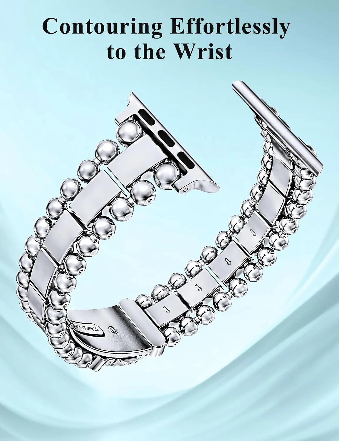 TOYOUTHS Dressy Metal Beaded Bracelet for Apple Watch Bands Women