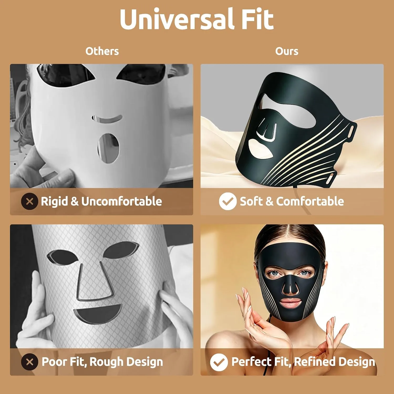 Red Light Therapy Mask for Face,Infrared Red Light Therapy Mask,Ideal for Facial Wrinkles, Acne, and Uneven Skin Texture.LED Therapy Mask,Ideal for Home, Work,Travel & Yoga,Black