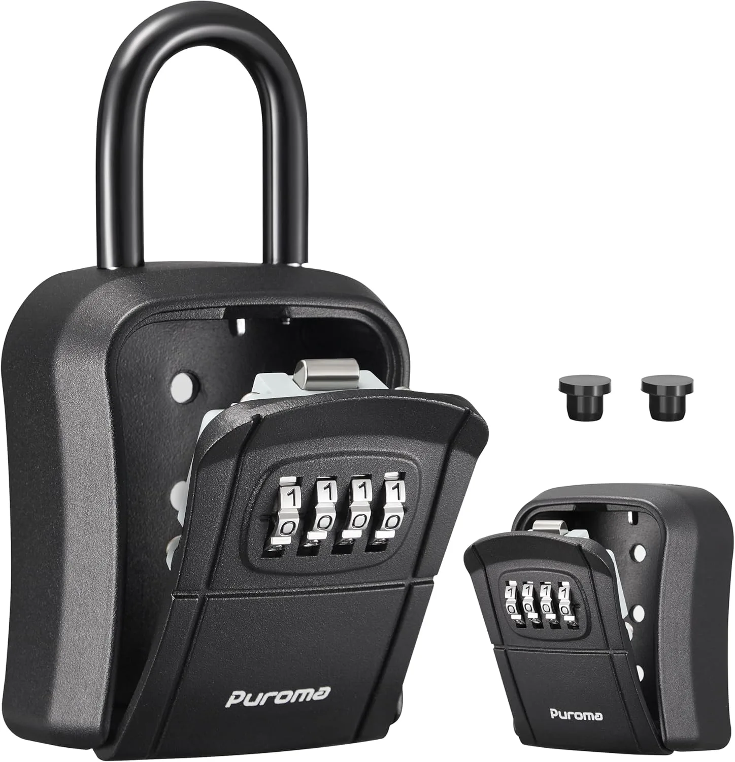 Puroma Key Lock Box Outdoor 4 Digit Code Combination Lockbox House, 1 Black