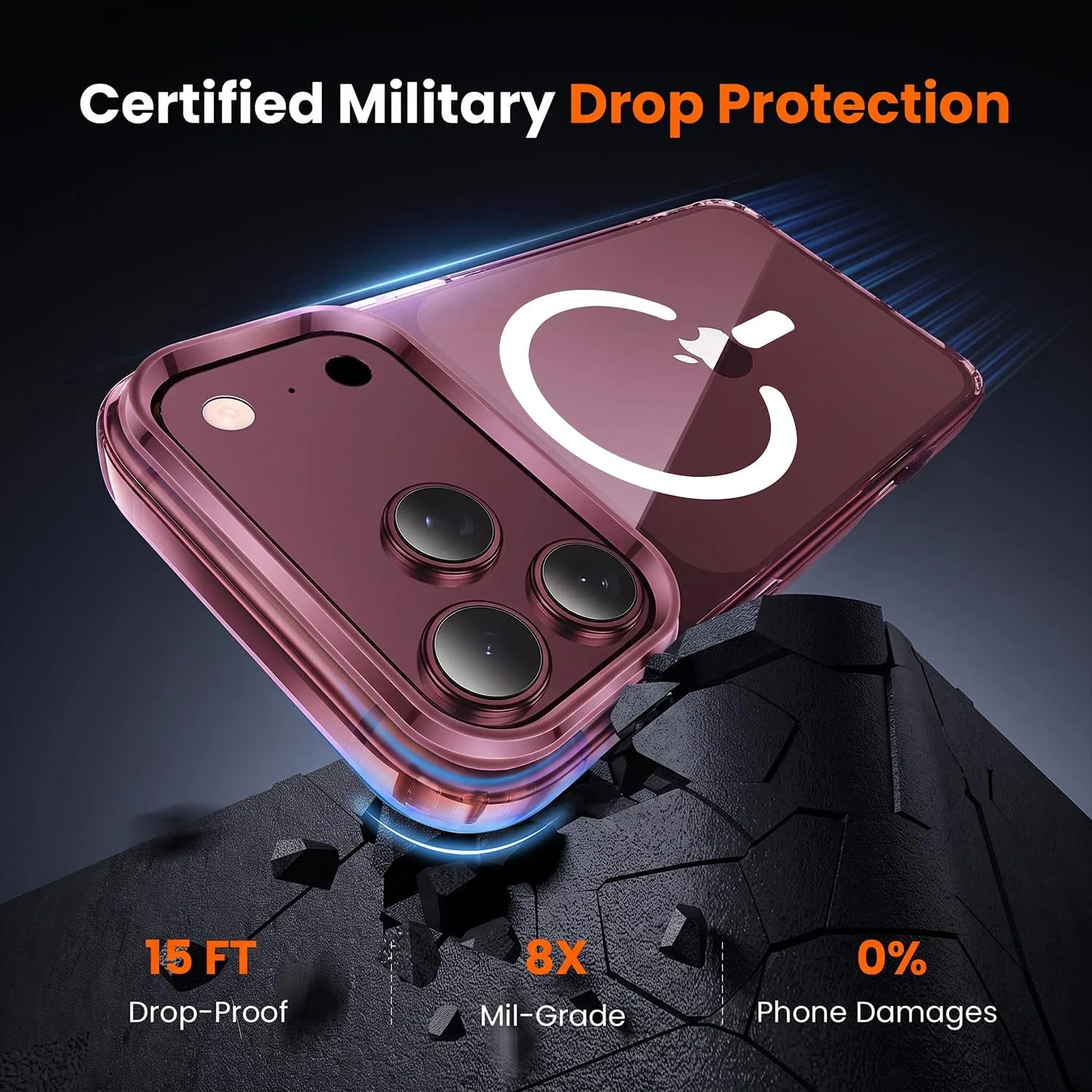 toushion 3 in 1 for iPhone 18 Pro Case Clear, Fits MagSafe