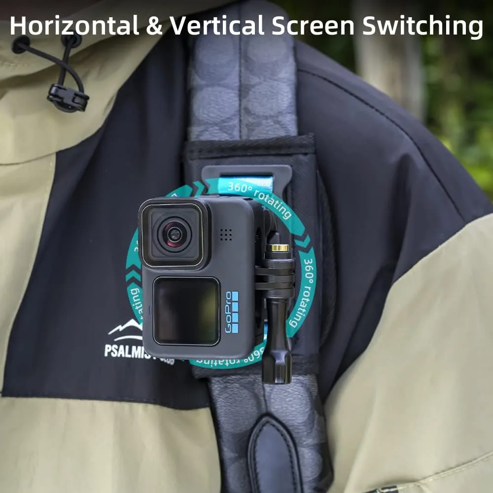 Bag Backpack Shoulder Strap Mount with Universal Ball J Hook Compatible with GoPro Hero 13/12/11/10/9/8/7/(2018)/6/5 Black,DJI Osmo Action 6/5 pro/4/3 and More