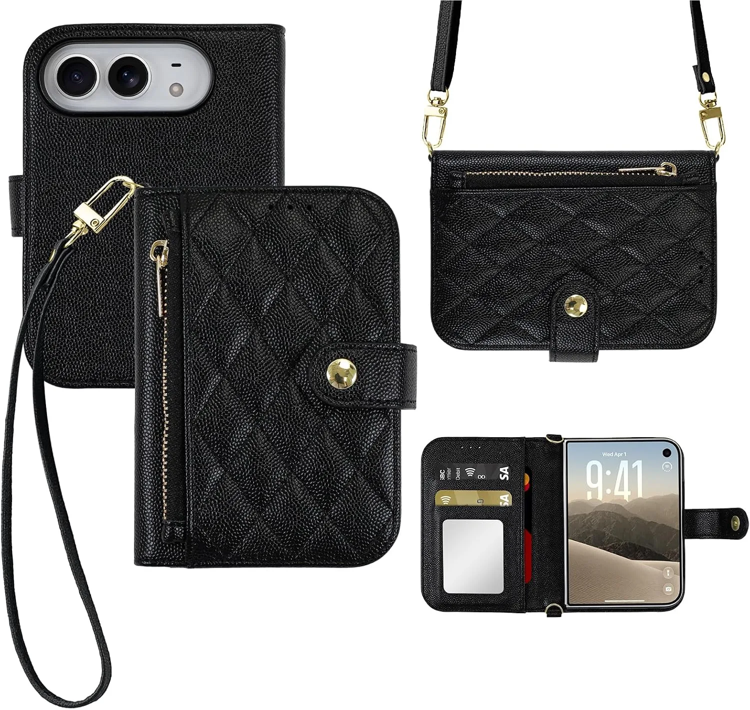 Wallet Phone Case Crafted for iPhone Duo Black