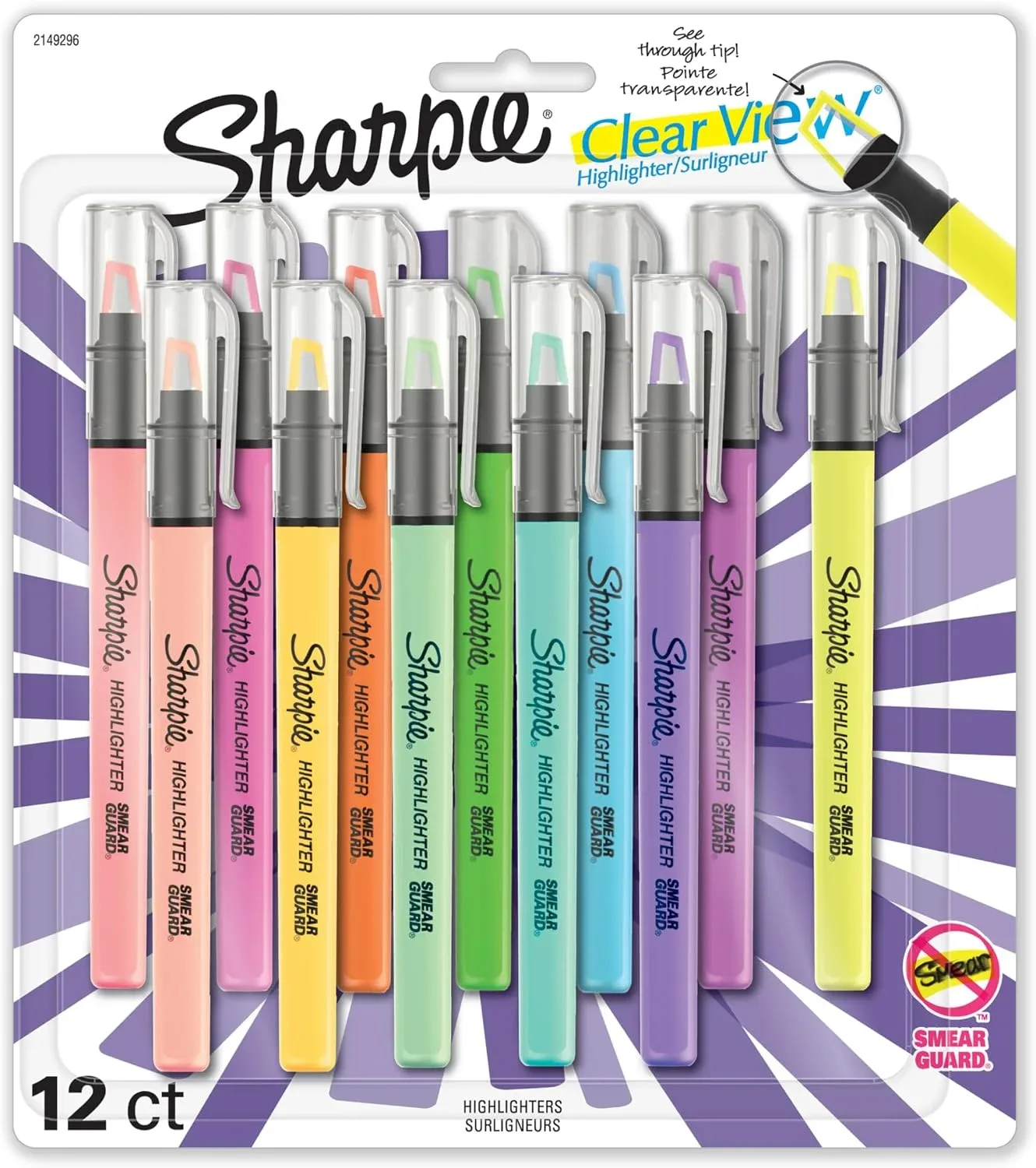Sharpie Clear View Highlighters, With See-Through Chisel Tip, Assorted Colors, 12 Count - School, Teacher, Office Supplies
