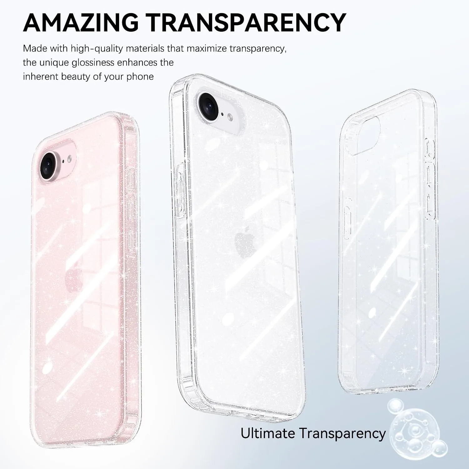 YINLAI for iPhone 17e, 16e Case 6.1-Inch Anti-Yellowing, Clear Glitter