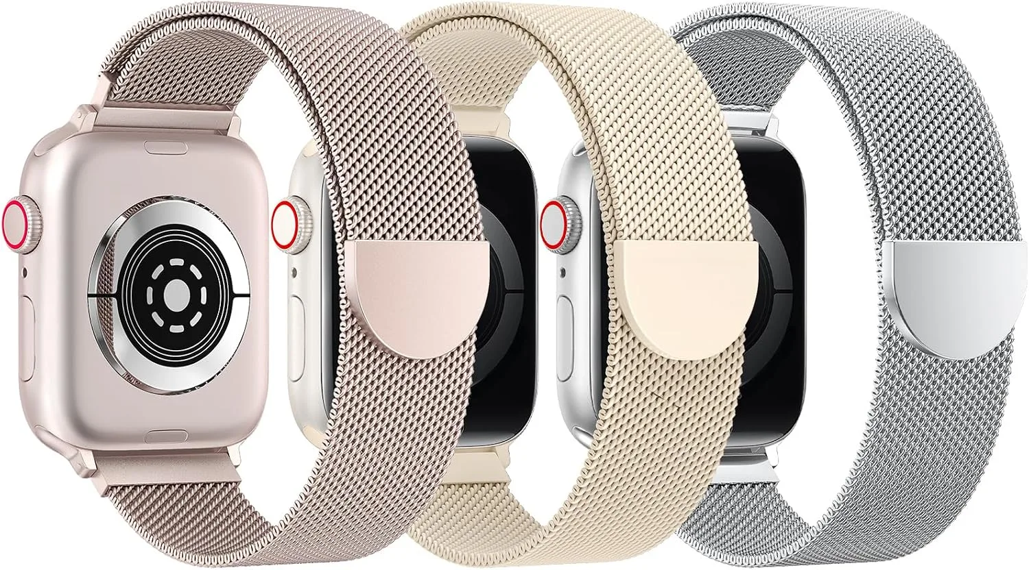 Correas para Apple Watch Belongme 3 unidades Mesh Loop acero inoxidable