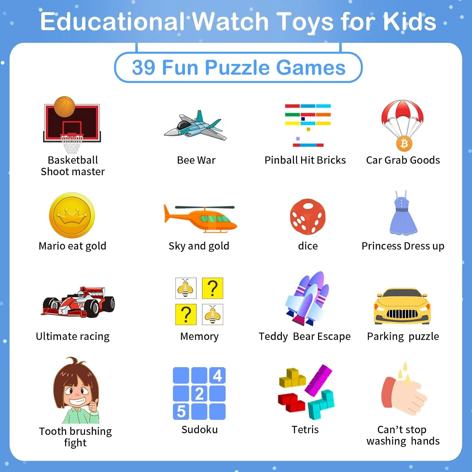 Smart Watch for Kids with 39 Games Alarm Clock, Touchscreen Calendar Camera