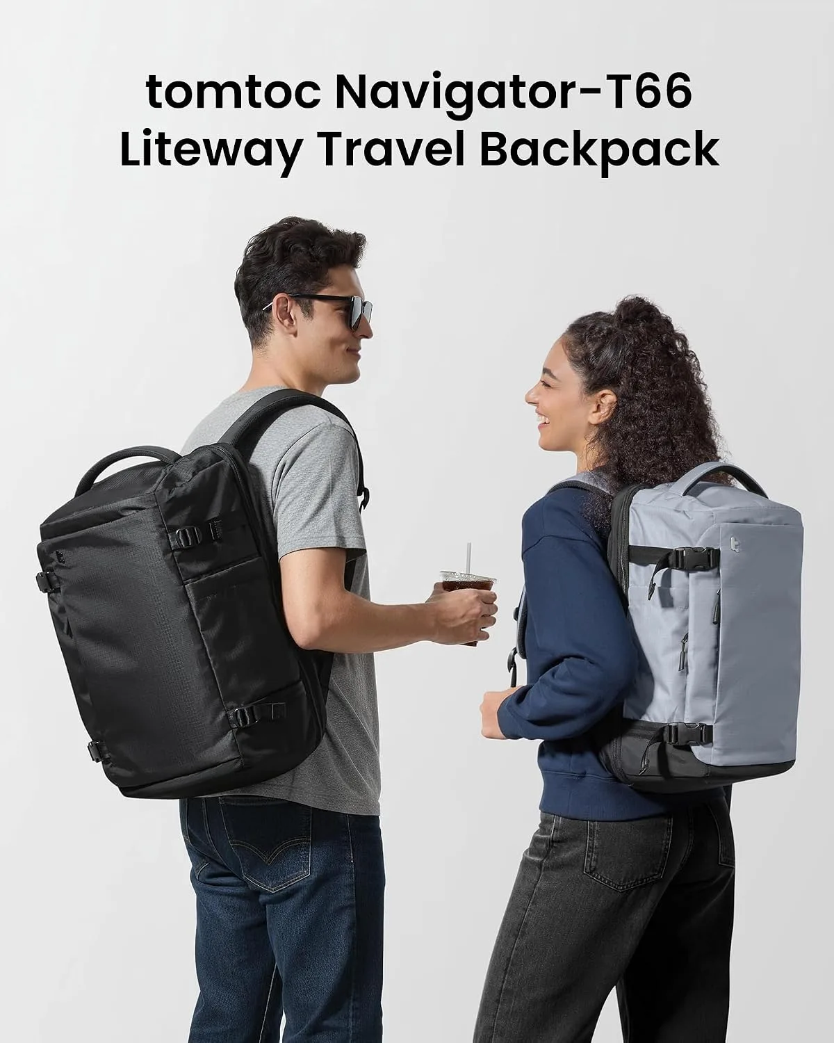 tomtoc Travel Backpack 40L, TSA Carry On Bag Flight Approved, PFAS Free