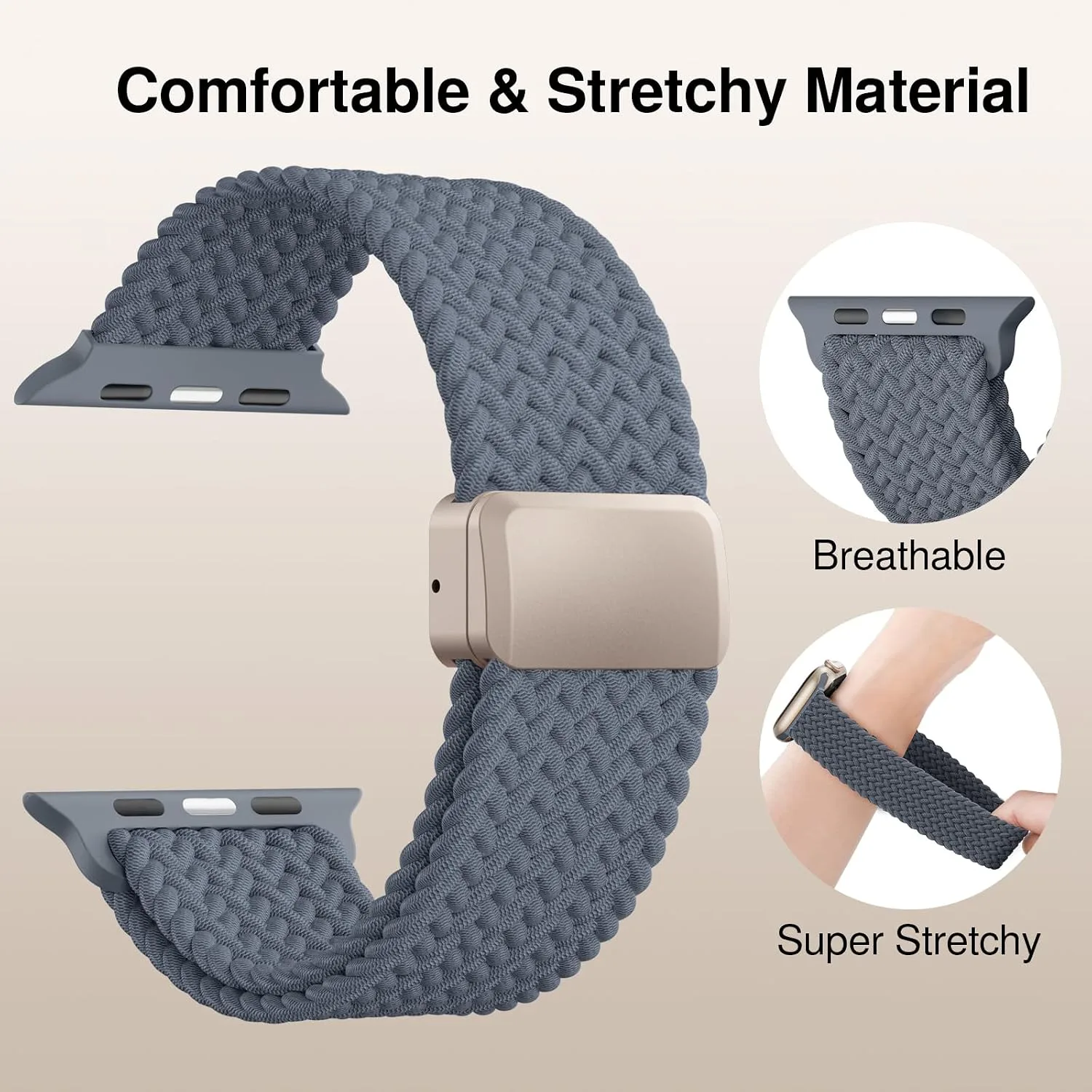 Braided Stretchy Magnetic Sport Band for Apple Watch Bands for Women Men