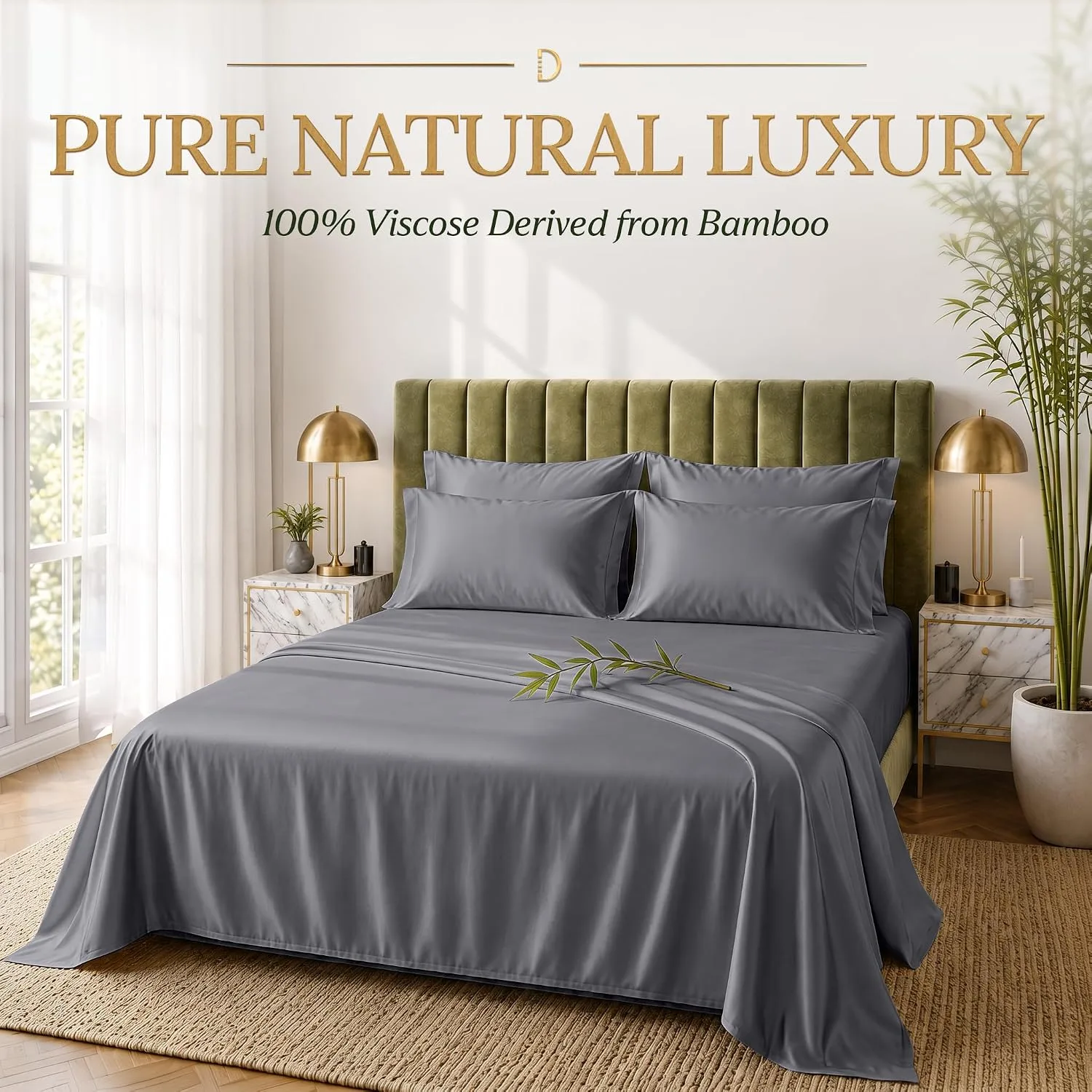 DECOLURE 100% Viscose from Bamboo Sheets King Size | 6 Pc Cooling Bed Set