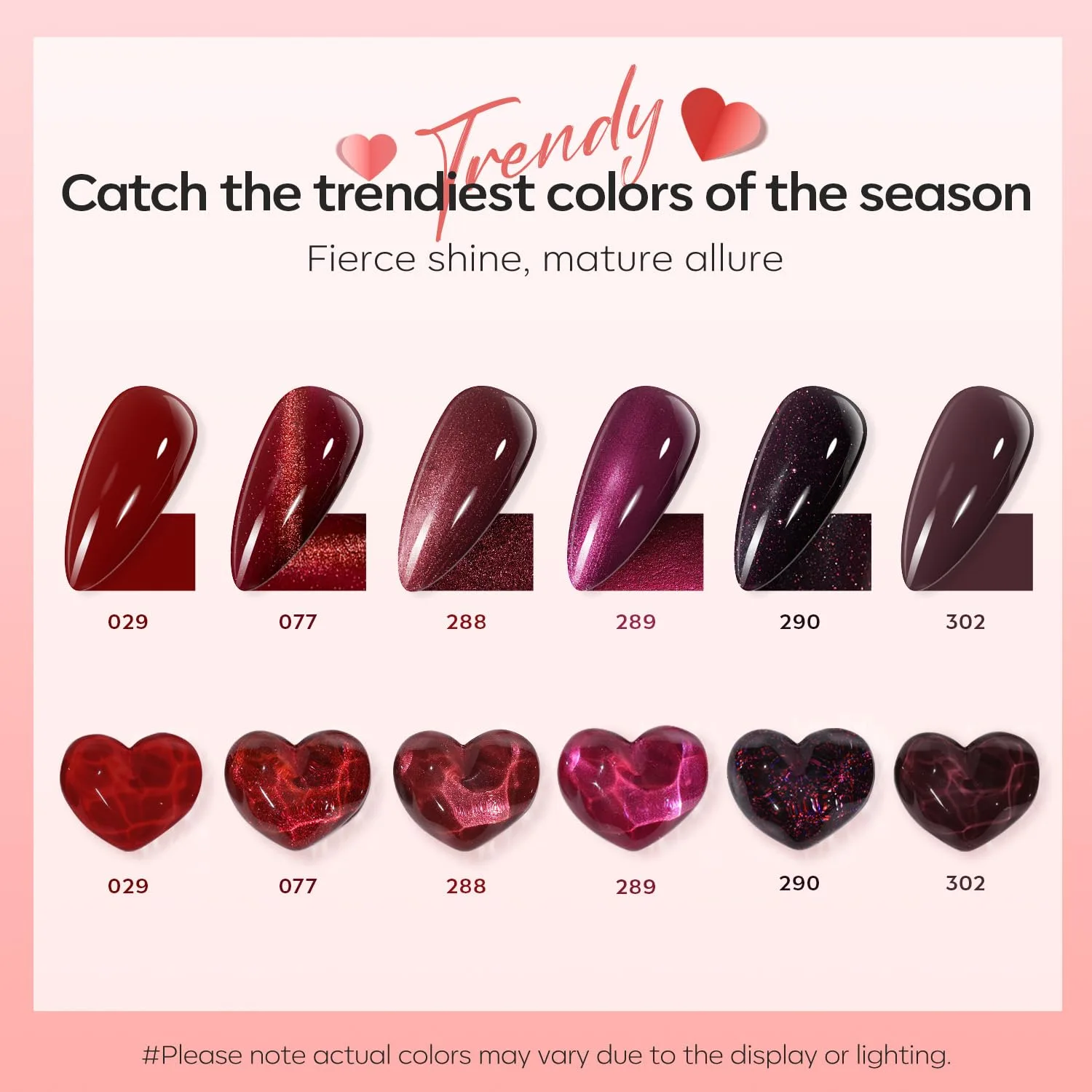 modelones Red Nail Polish, 6 Colors Burgundy Velvet Cat Eye Nail Polish Set