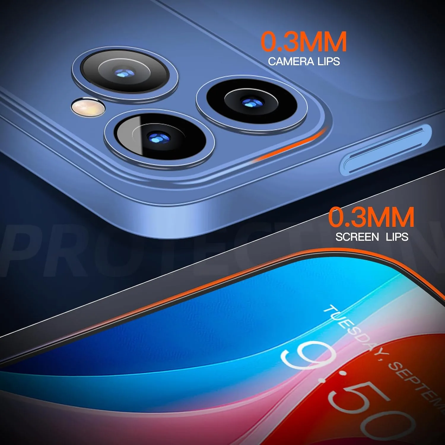 for iPhone 18 Pro Slim Case,Paper-Thin Transparent Finish Skin Back Case [Non Yellowing] Ultra Protective Cover with Camera Protection 6.3 Inch (Blue)