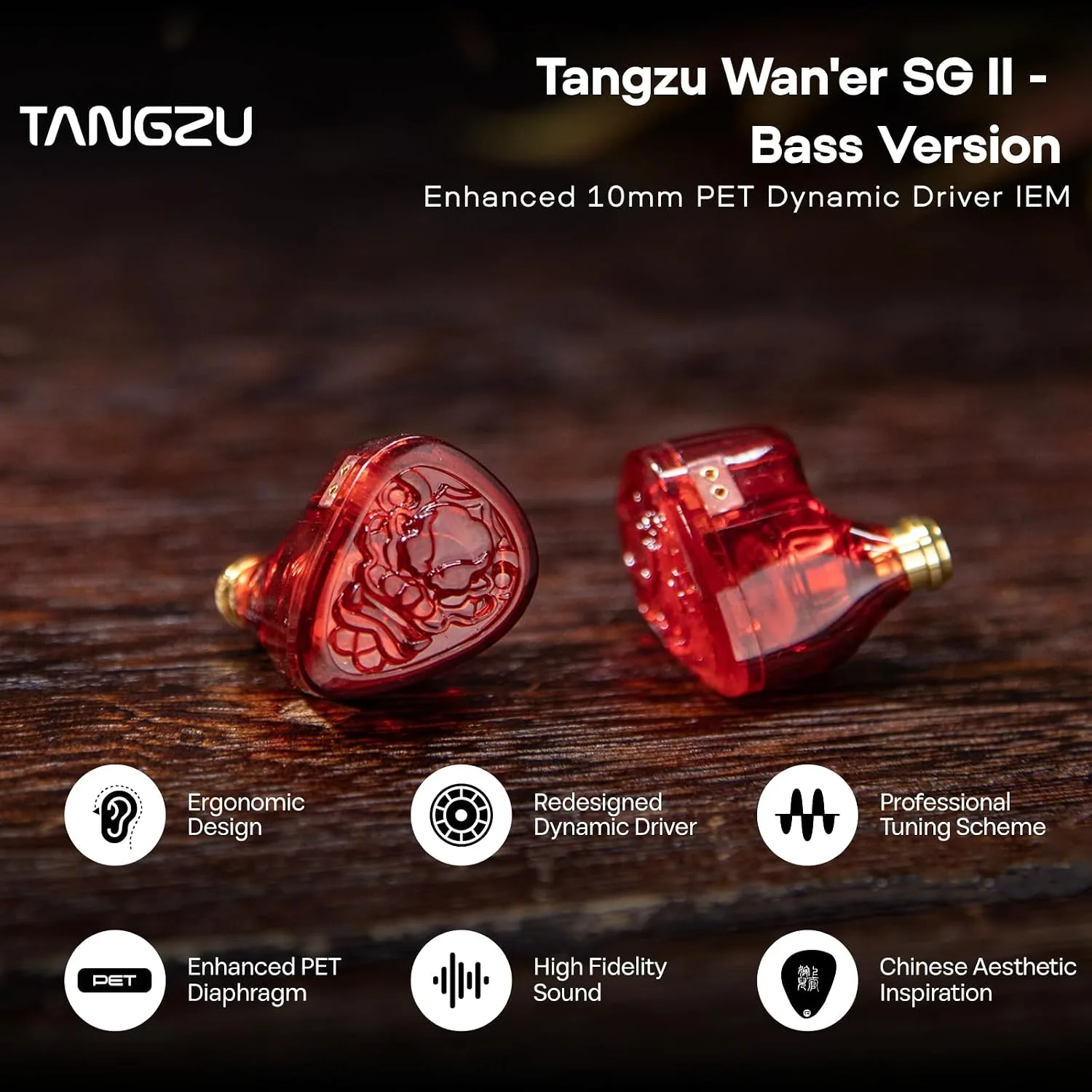 Linsoul TANGZU Wan'er S.G II 10mm Dynamic Driver HiFi Wired Earbuds IEMs