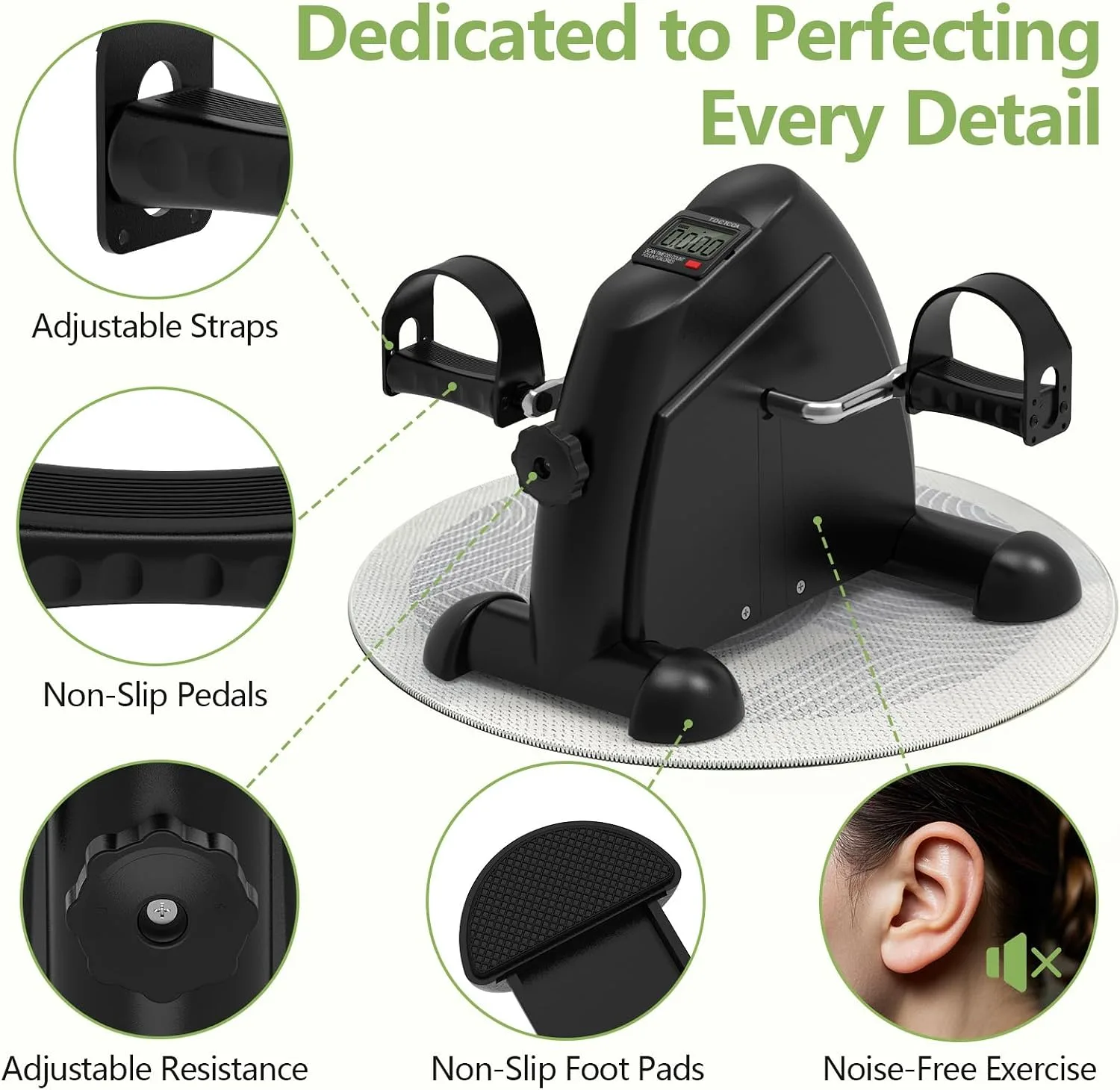 FITKS360 Under Desk Elliptical & Mini Exercise Bike - Seated Electric Leg Exerciser Under Table Oval Electric - Seniors Sit Exerciser Fully Assembled Pedal