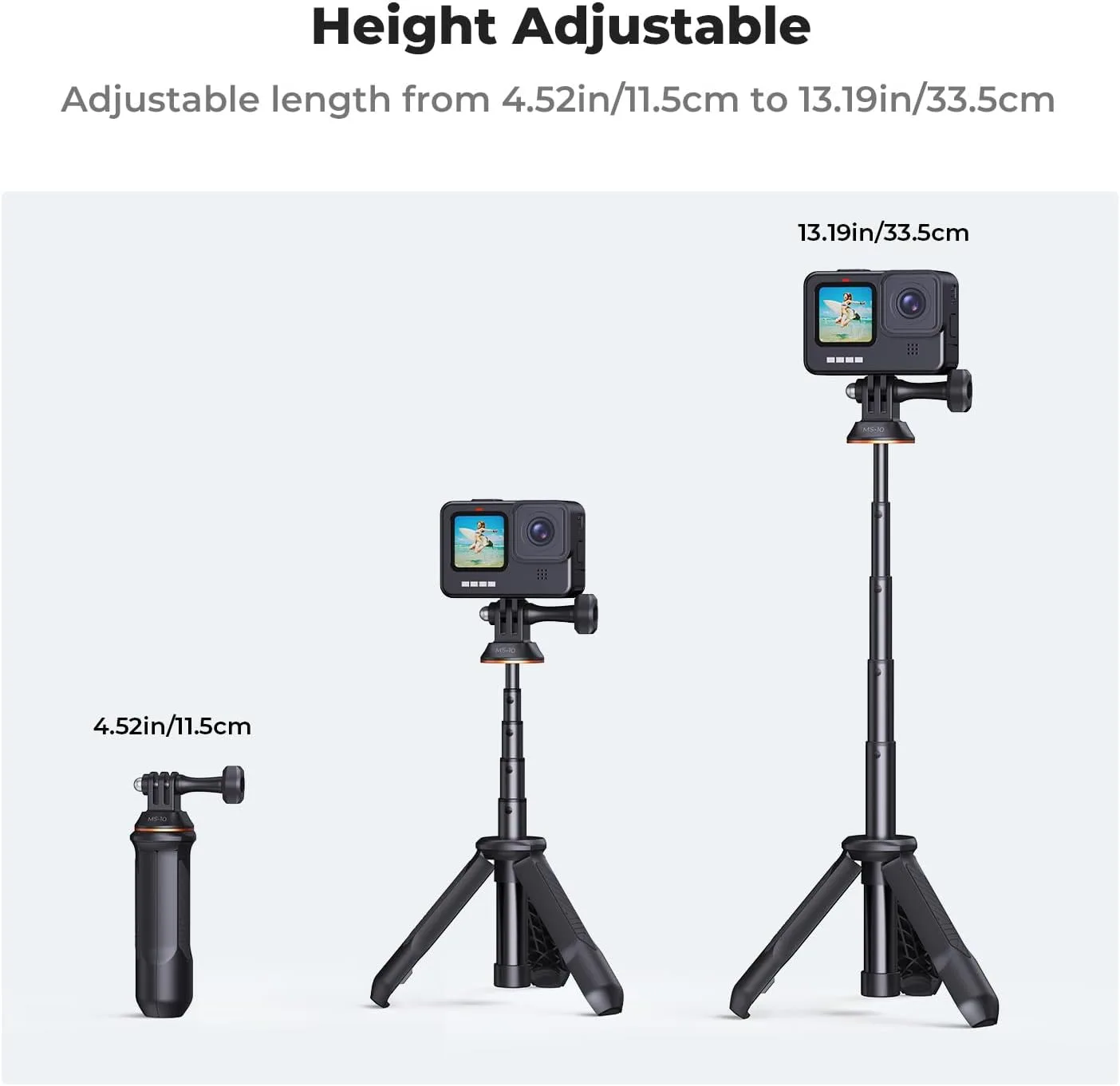 K&F CONCEPT 33.5cm/13.2" Mini Desktop Selfie Stick Action Camera Tripod