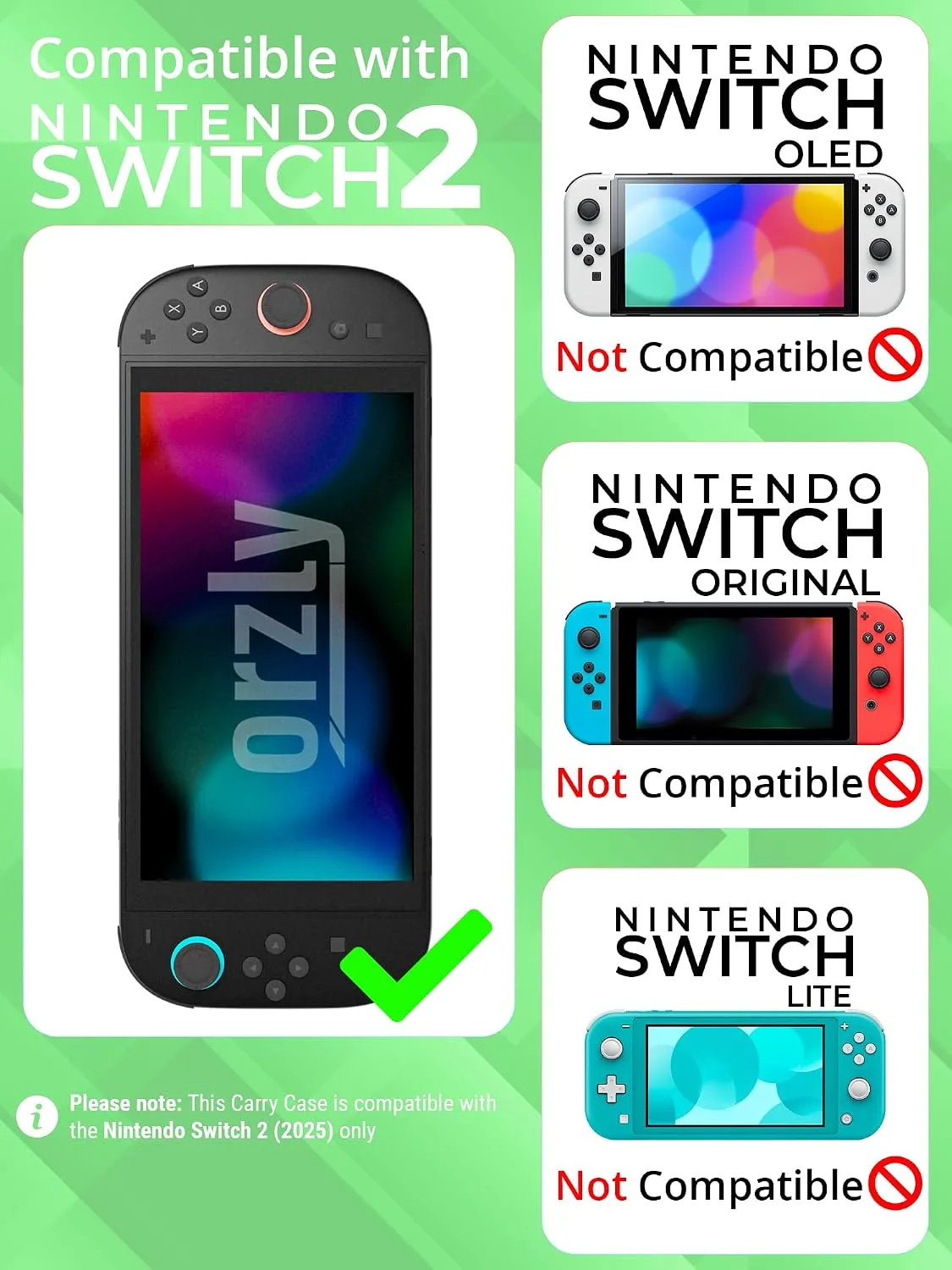 Orzly Case Compatible with Nintendo Switch 2 – Protective Travel Carry Case with Screen Padding, Game Card & microSD Slots, Zipped & Open Pockets for Accessories – 7.9" Gift Boxed