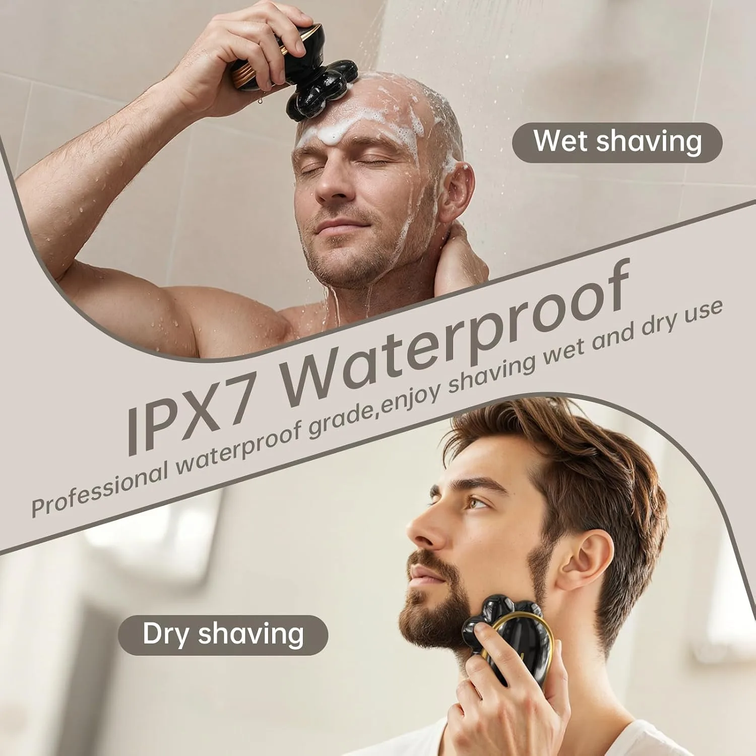Head Shaver for Bald Men, Electric Shaver 7D Floating Magnetic Head Shaver, 5 in 1 Waterproof Electric Razor for Men IPX7 Wet Dry Beard Trimmer Type-C Fast Charge LED (Black)