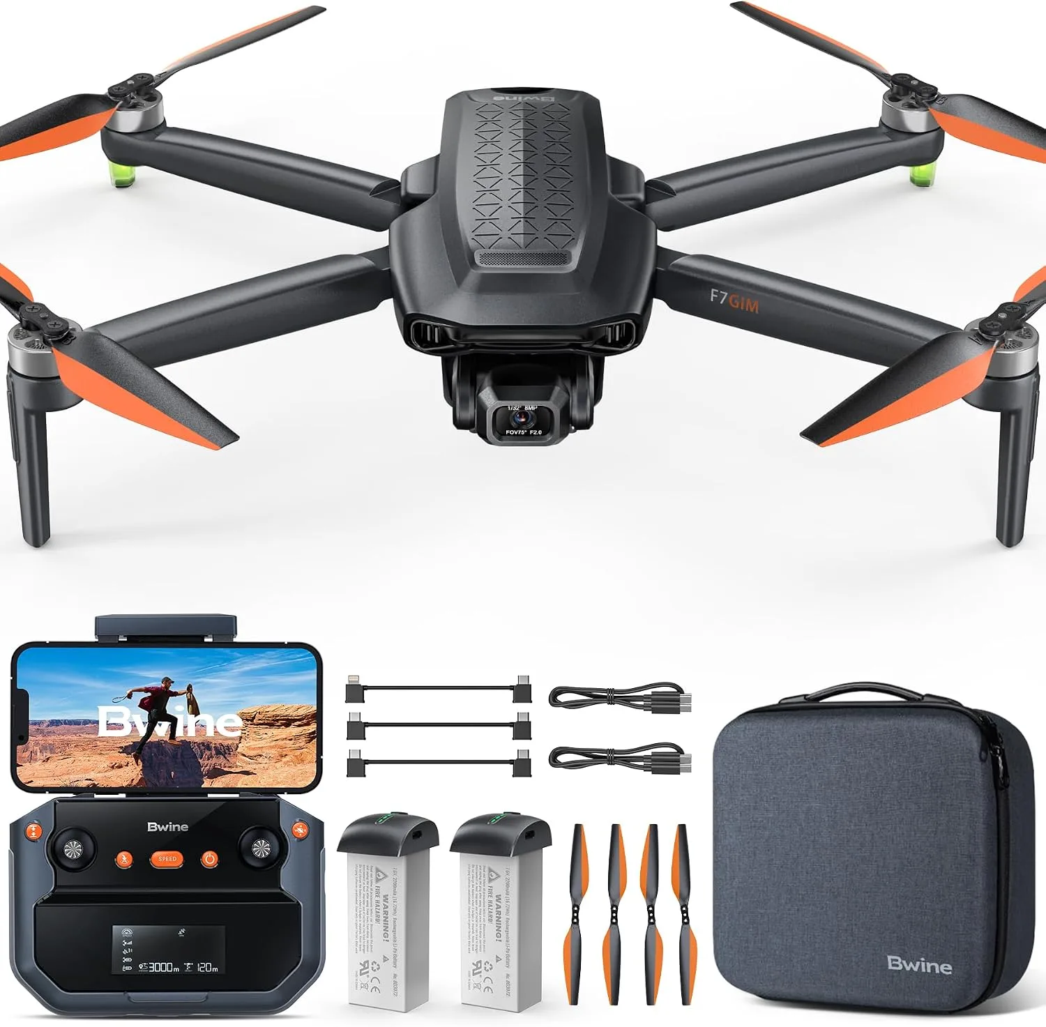 Bwine F7GIM 4K Video 6K Photo Drones with Camera for Adults 3-Axis Gimbal．
