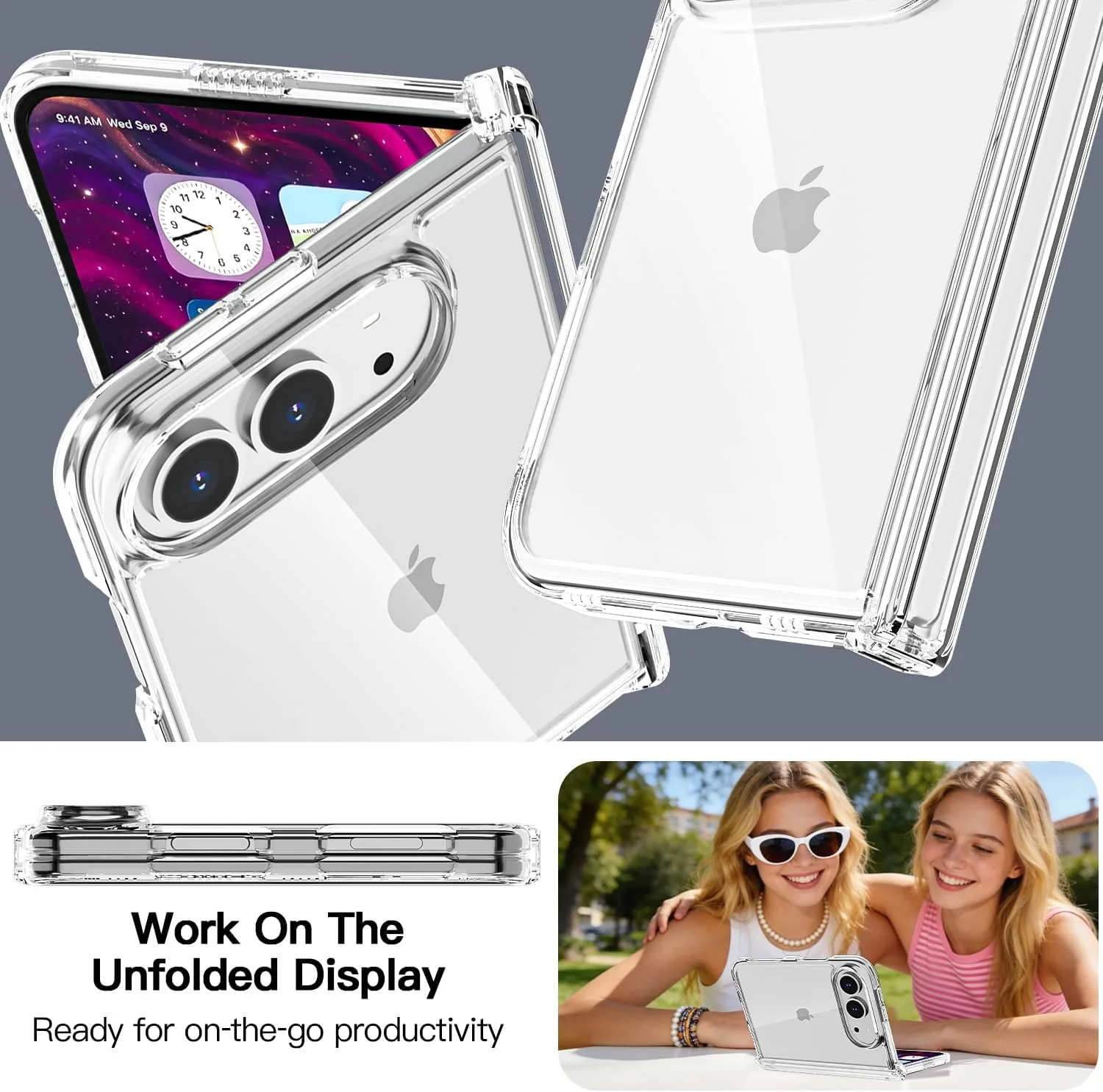 AICase for iPhone Duo Case Fold Clear with Full Hinge Protection
