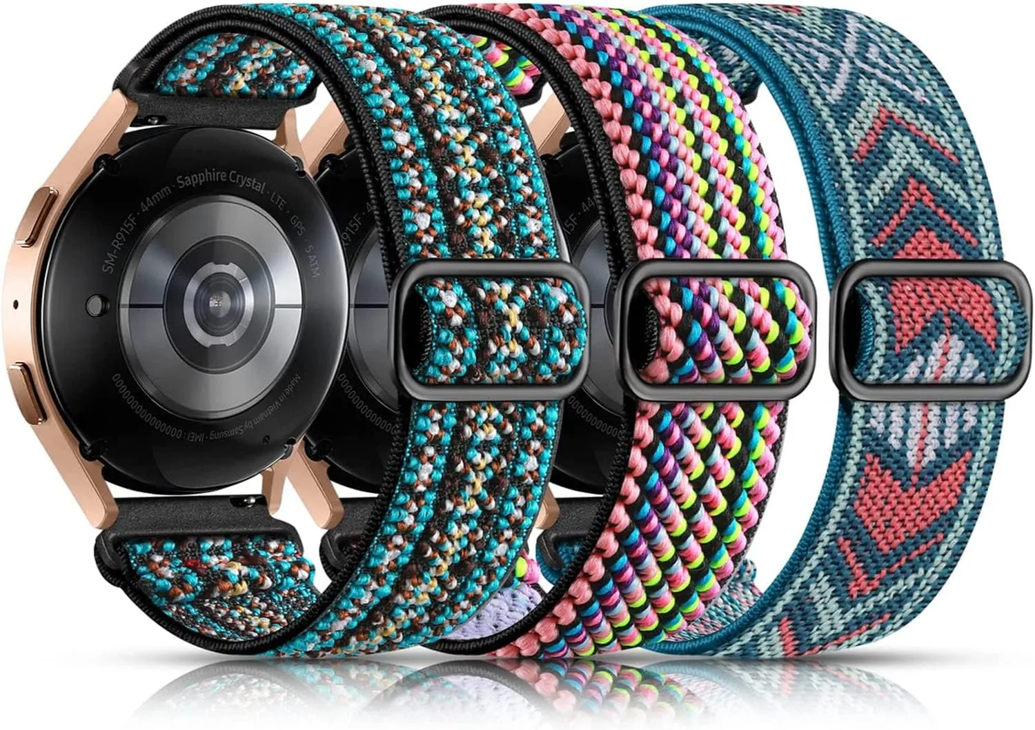 Lerobo Elastic Bands for Samsung Galaxy Watch 40mm, 44mm, 46mm, 42mm, 40mm - Stretchy Nylon Material with Adjustable Metal Buckle Design