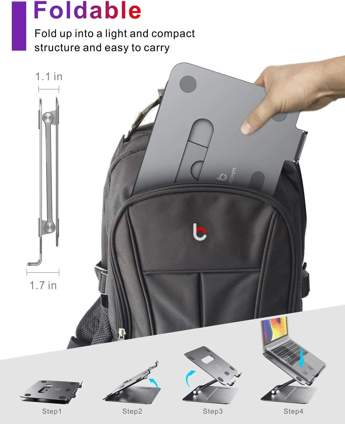 Aluminum  Laptop Stand for Desk fits MacBook Air Pro 10-17.3''
