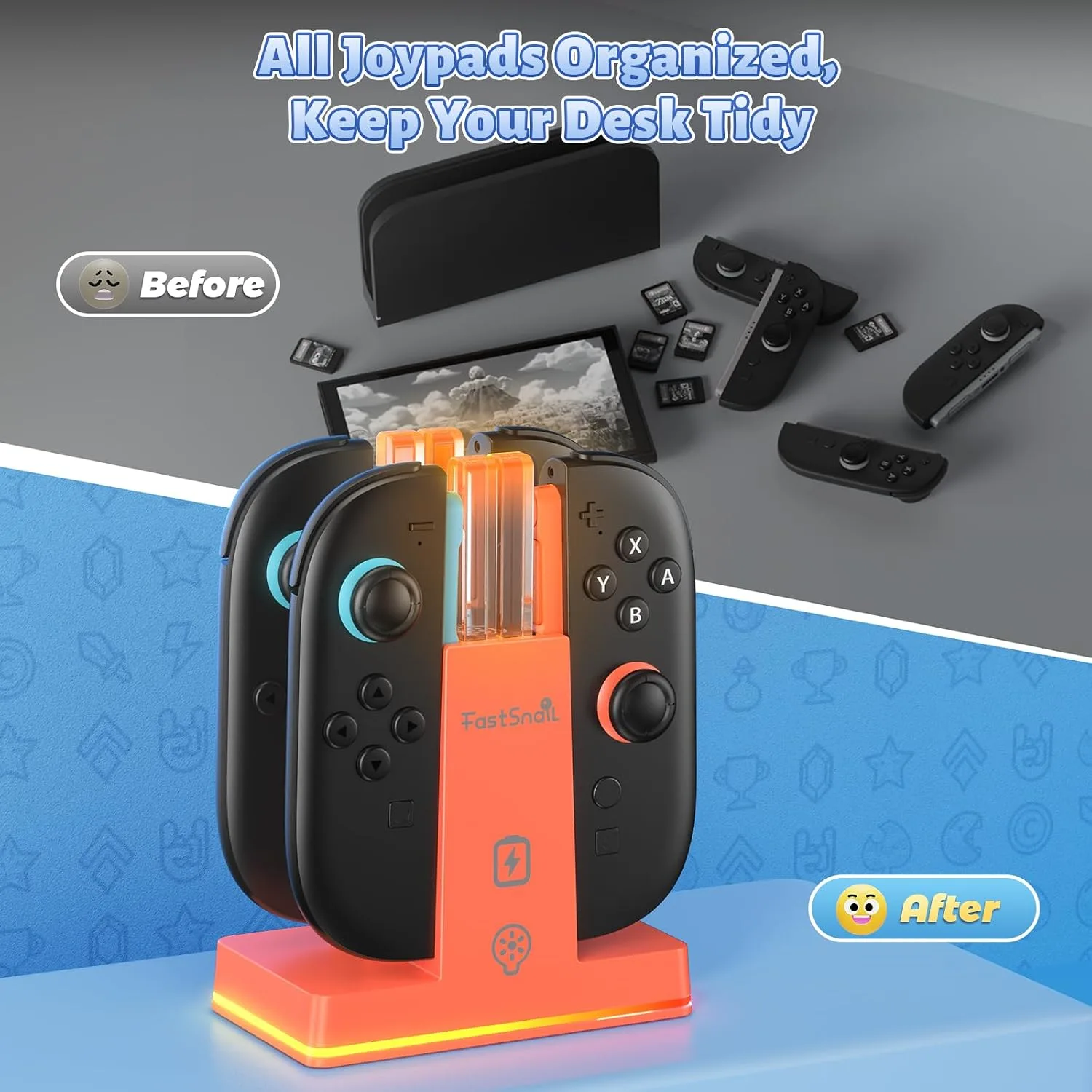 FASTSNAIL Switch 2 Controller Charger Dock for Nintendo Switch 2 for JoyCon