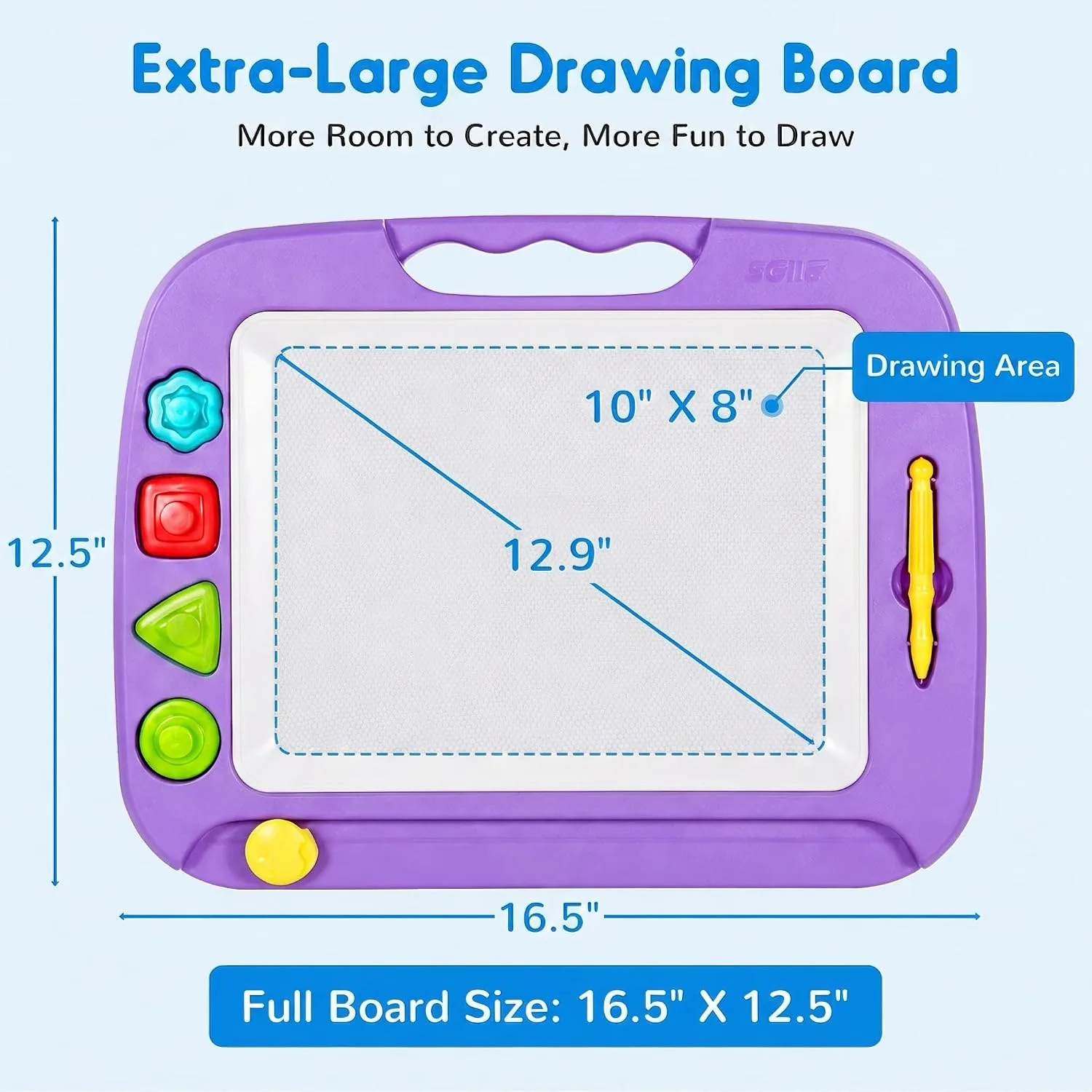 SGILE Magnetic Drawing Board for Kids, Toddler Doodle Toys, Large 16 × 13"