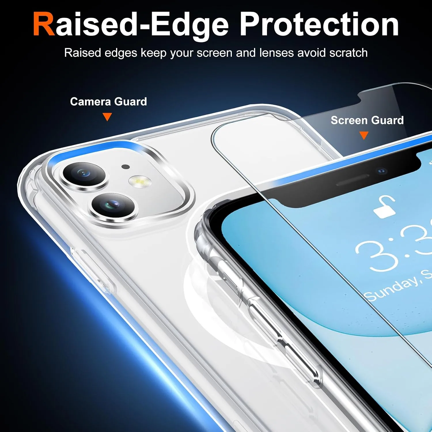 Temdan for iPhone 11 Case with Screen Protector Clear