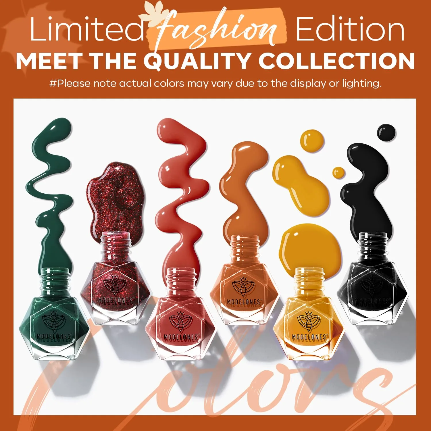 modelones Fall Nail Polish, 6 Colors Orange Black Quick Dry Nail Polish Set