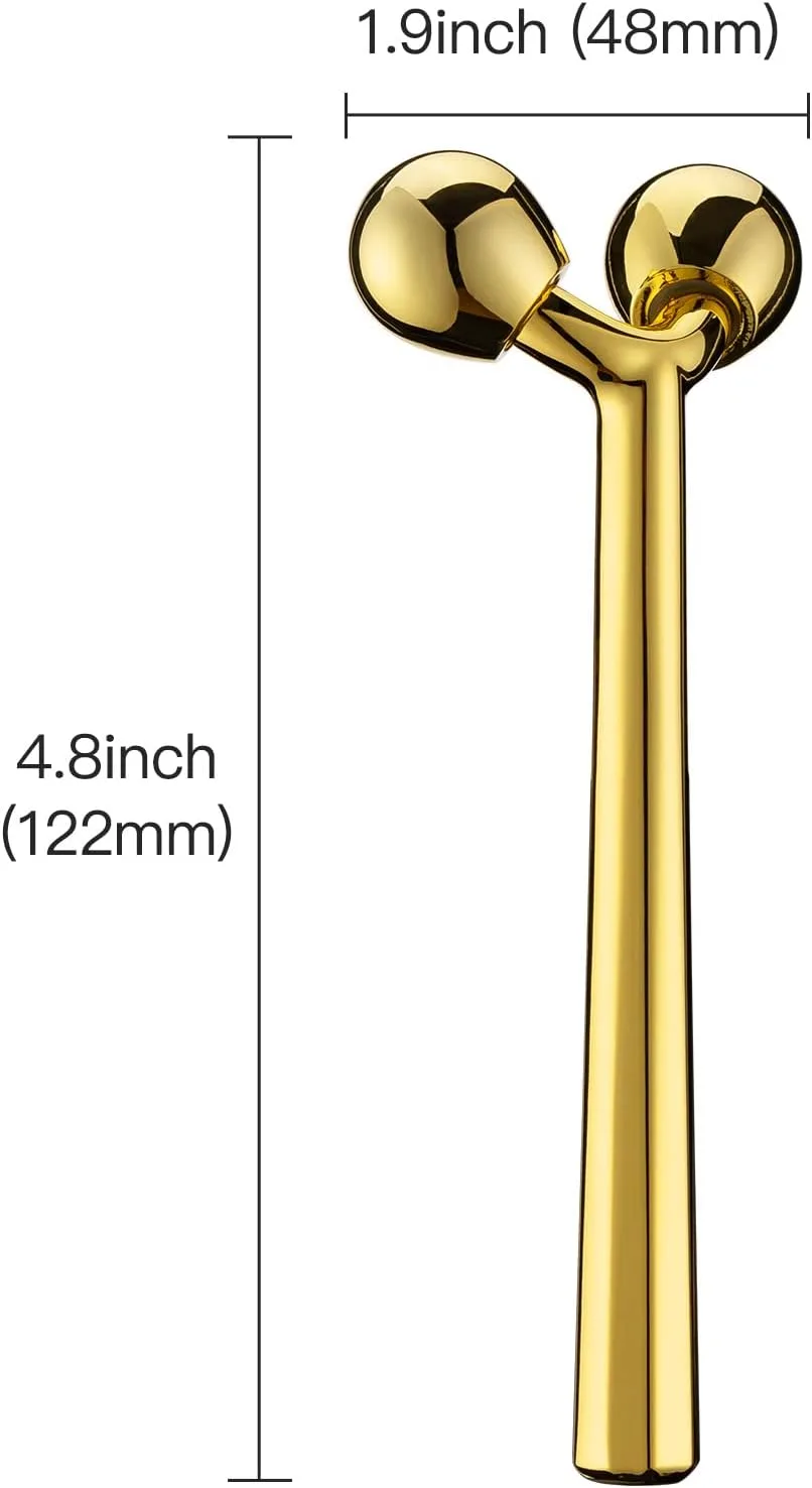 Tekson Faical Roller Massager, 3D Metal Face Massage Tool, Gold