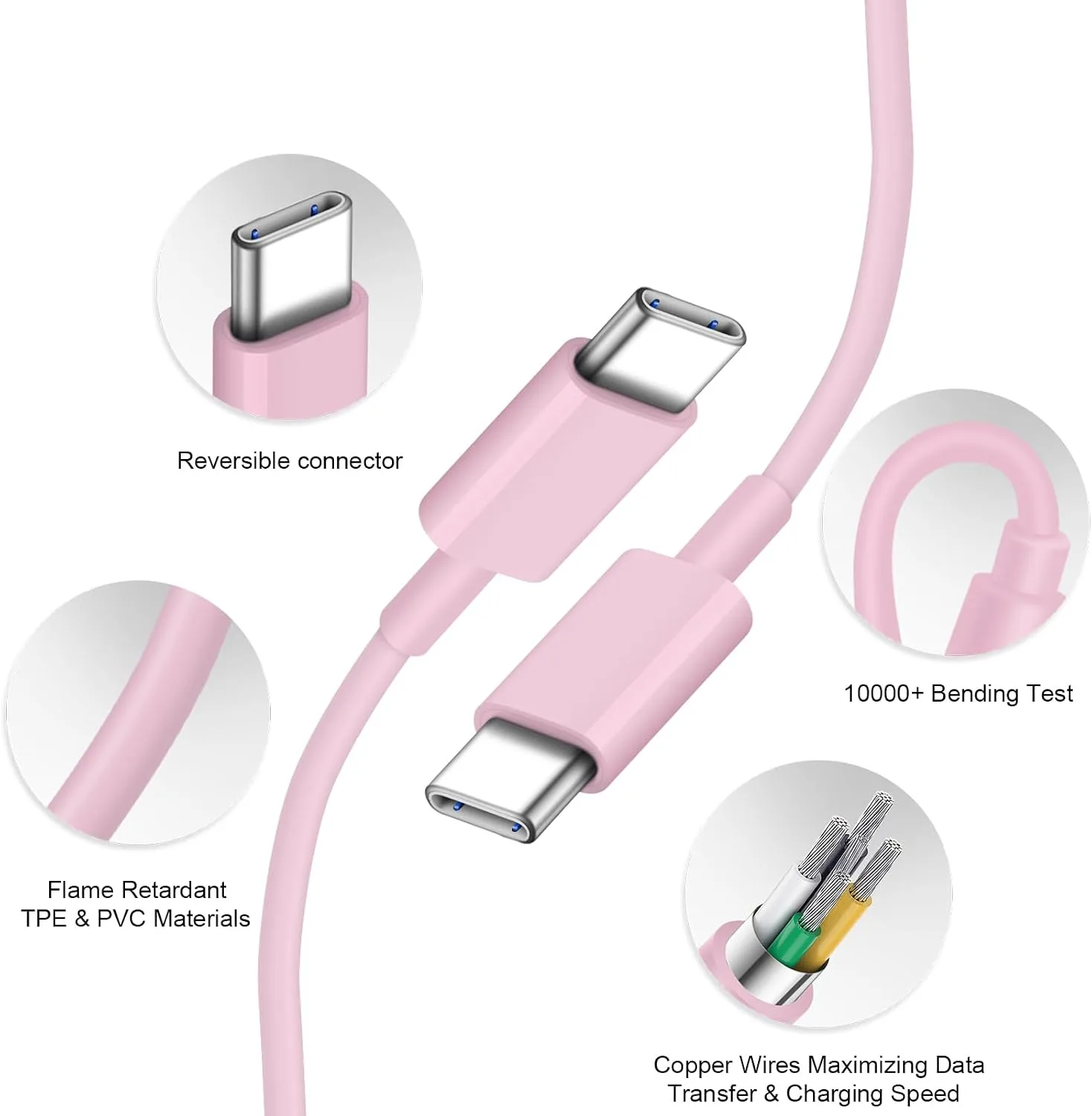 iPhone Duo Charger, iPhone 18 17 16 15 Charger Fast Charging 12FT-Pink