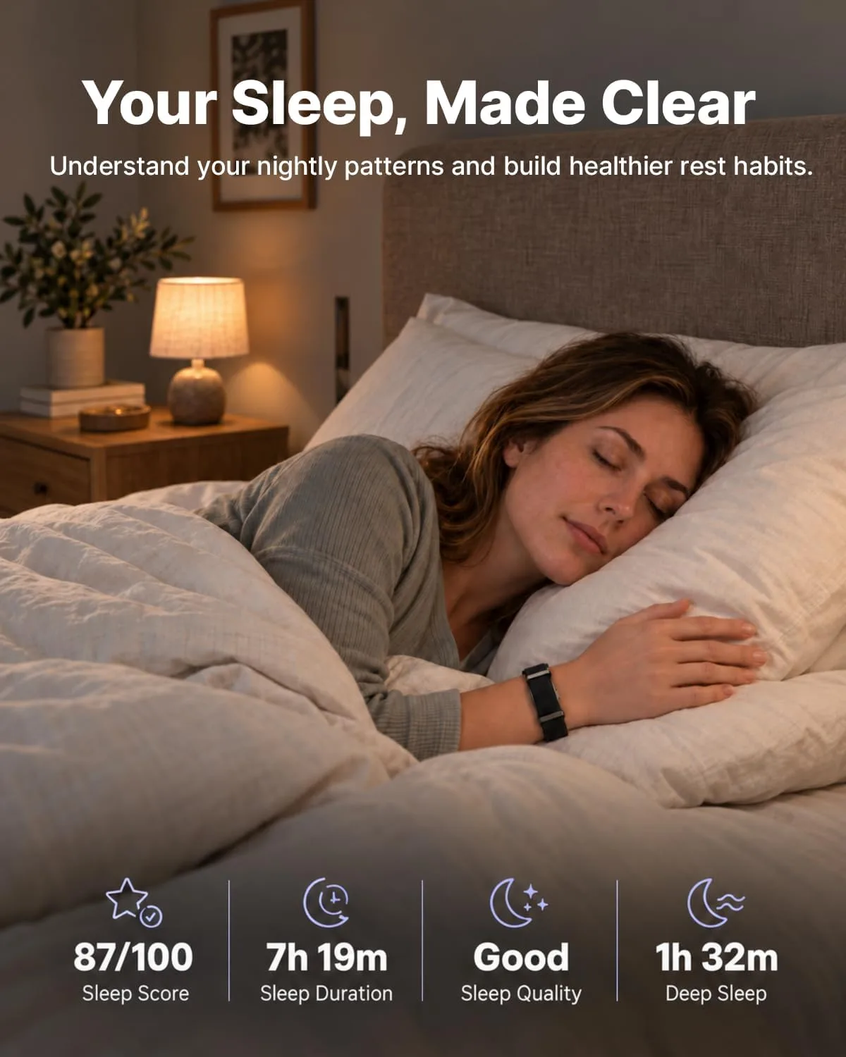 Yeevan Screenless Fitness Trackers, Heart Rate, Steps Sleep, 30-Day Battery