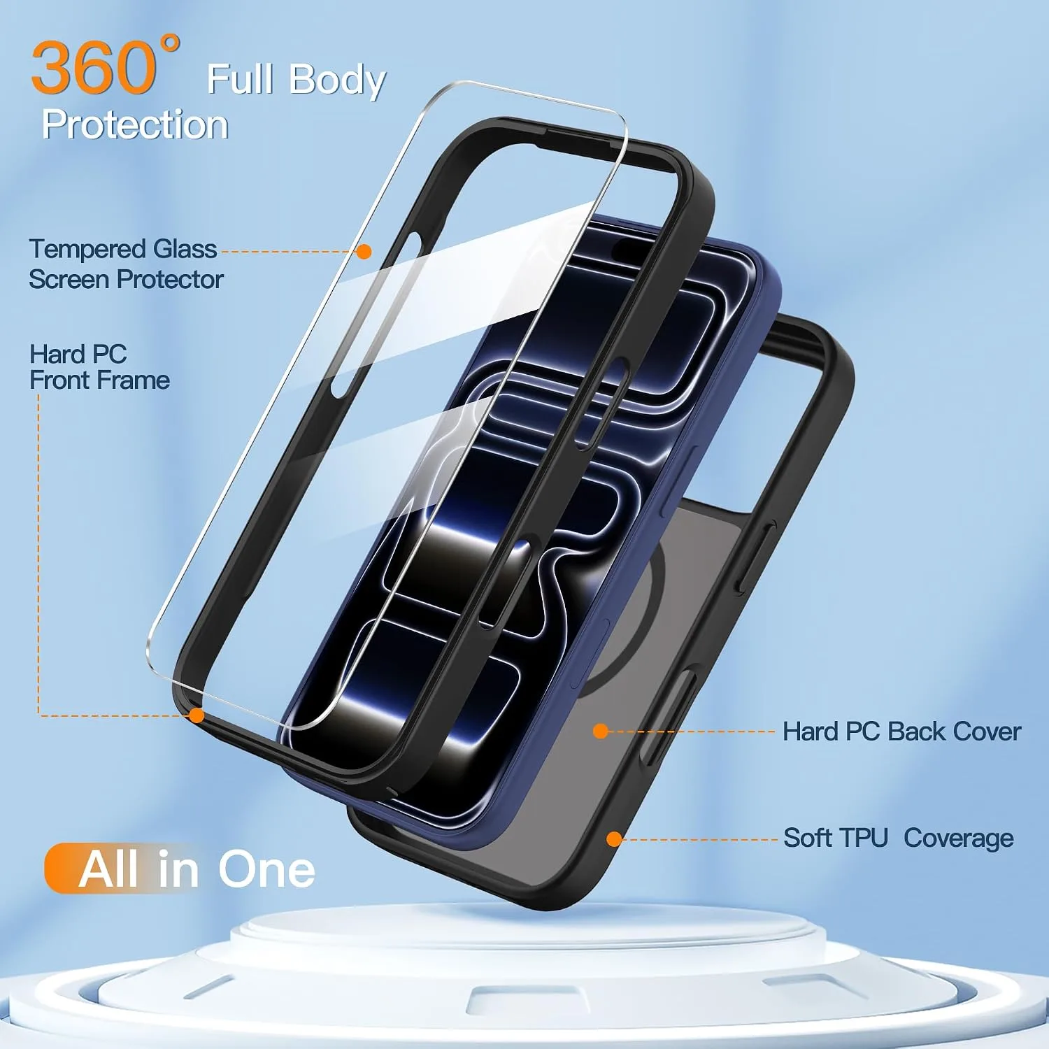 COOLQO Magnetic for iPhone 18/17 Pro Case, Translucent Matte, Black